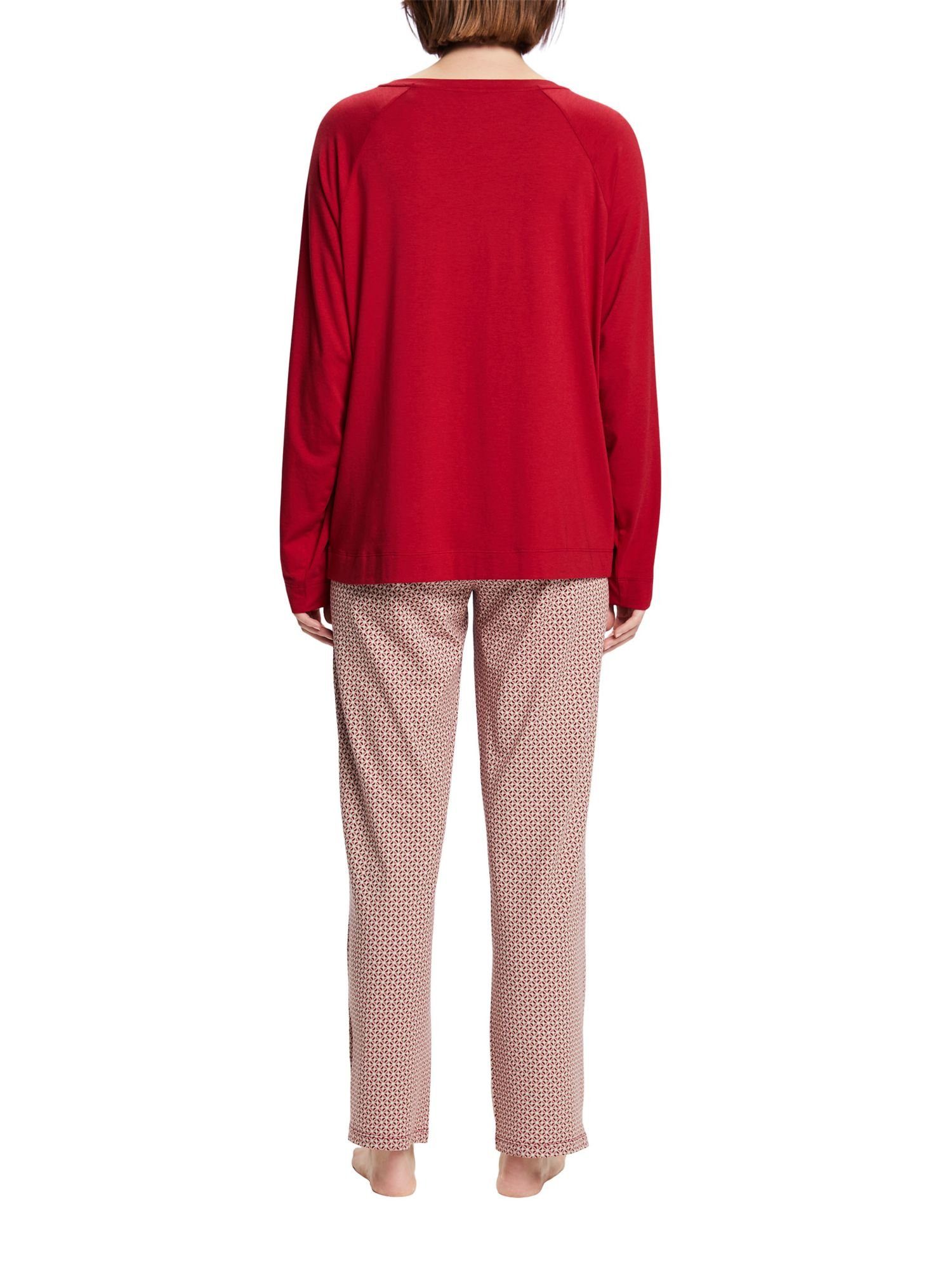 Langes Pyjama NEW Pyjama-Set Jersey RED Esprit aus