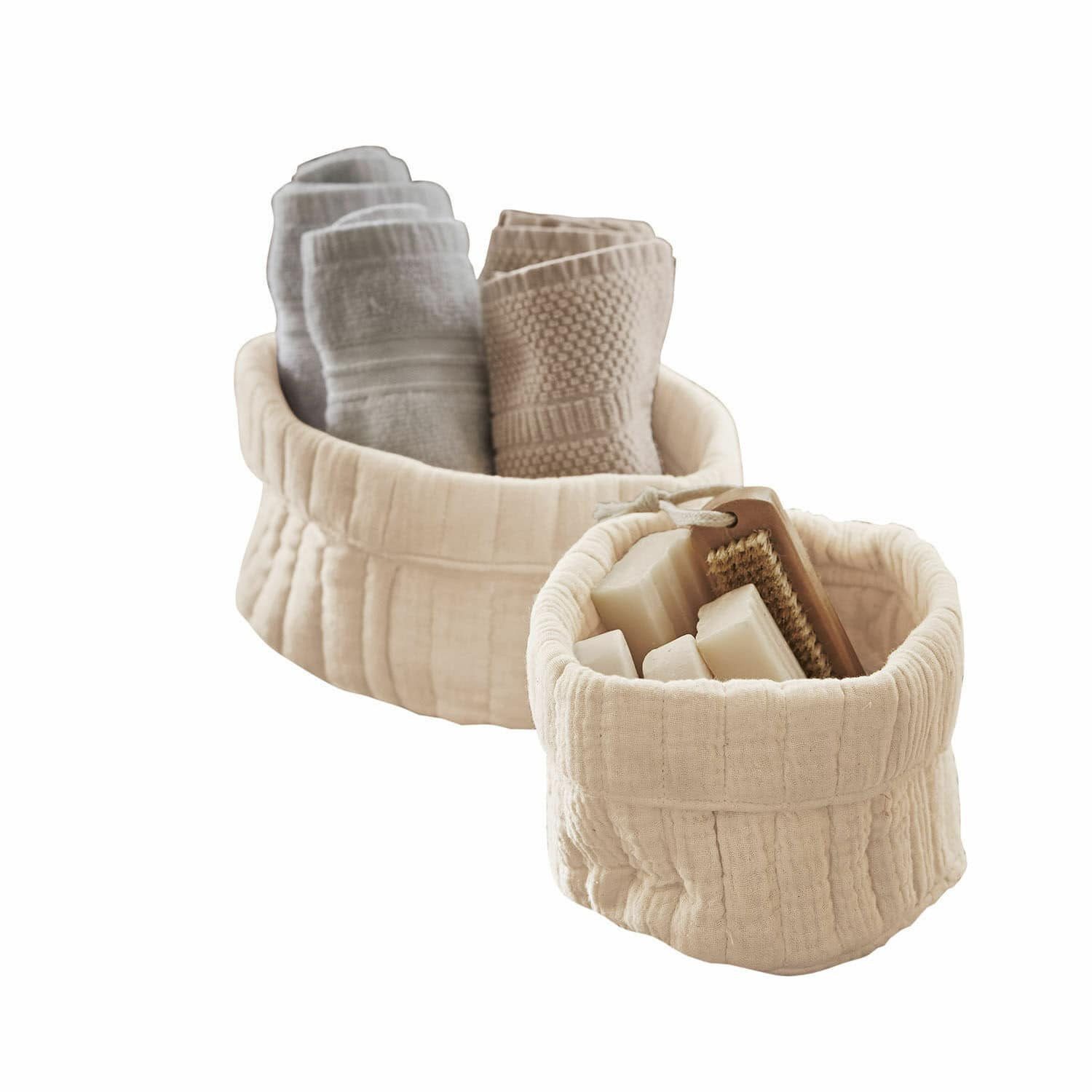 Mirabeau Dekokorb Korb 2er Set Huillé creme (2er Set, 2er Set)