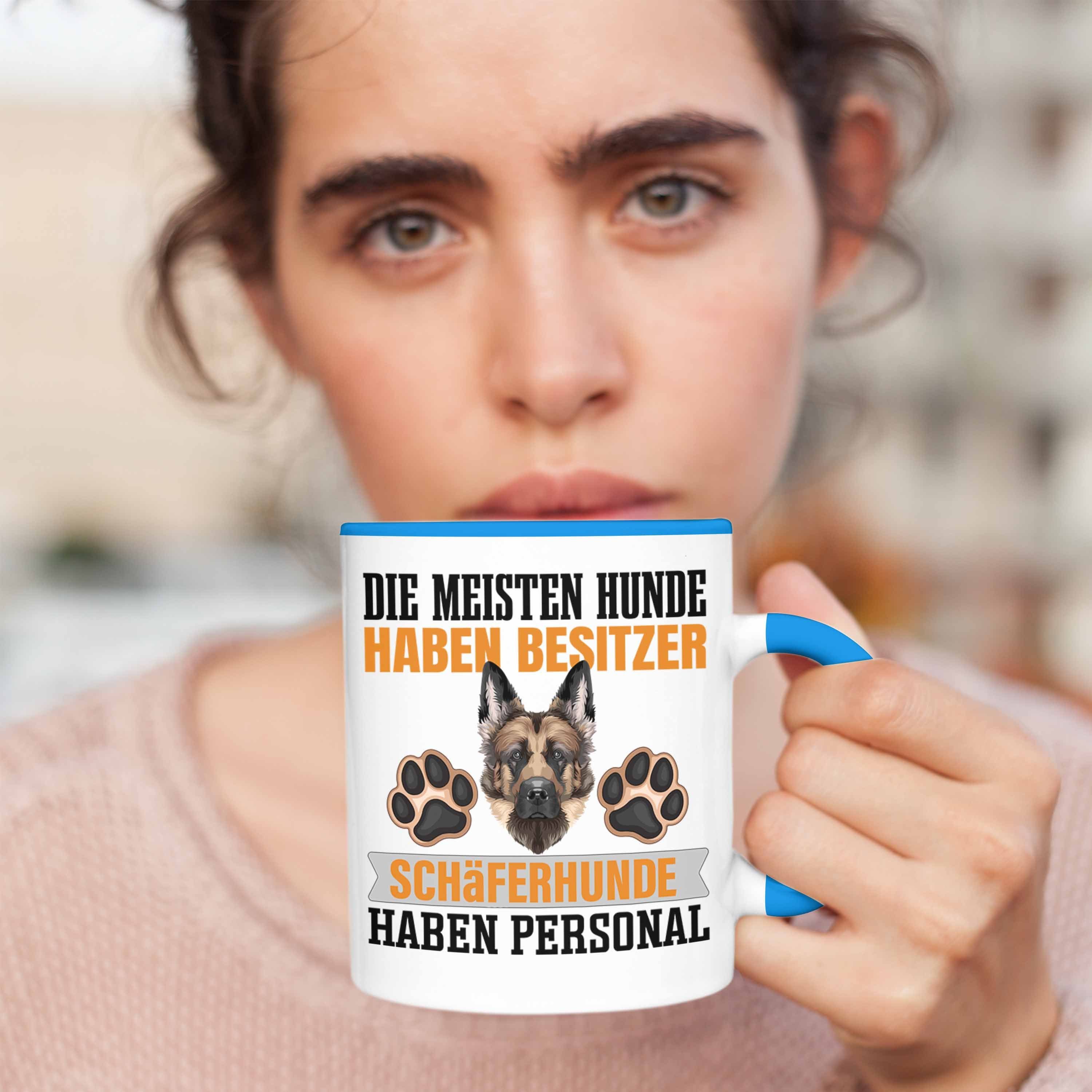 Besitzer Lustiger Geschenk Schäferhund Geschenkidee Blau Tasse Trendation Tasse Besit Spruch