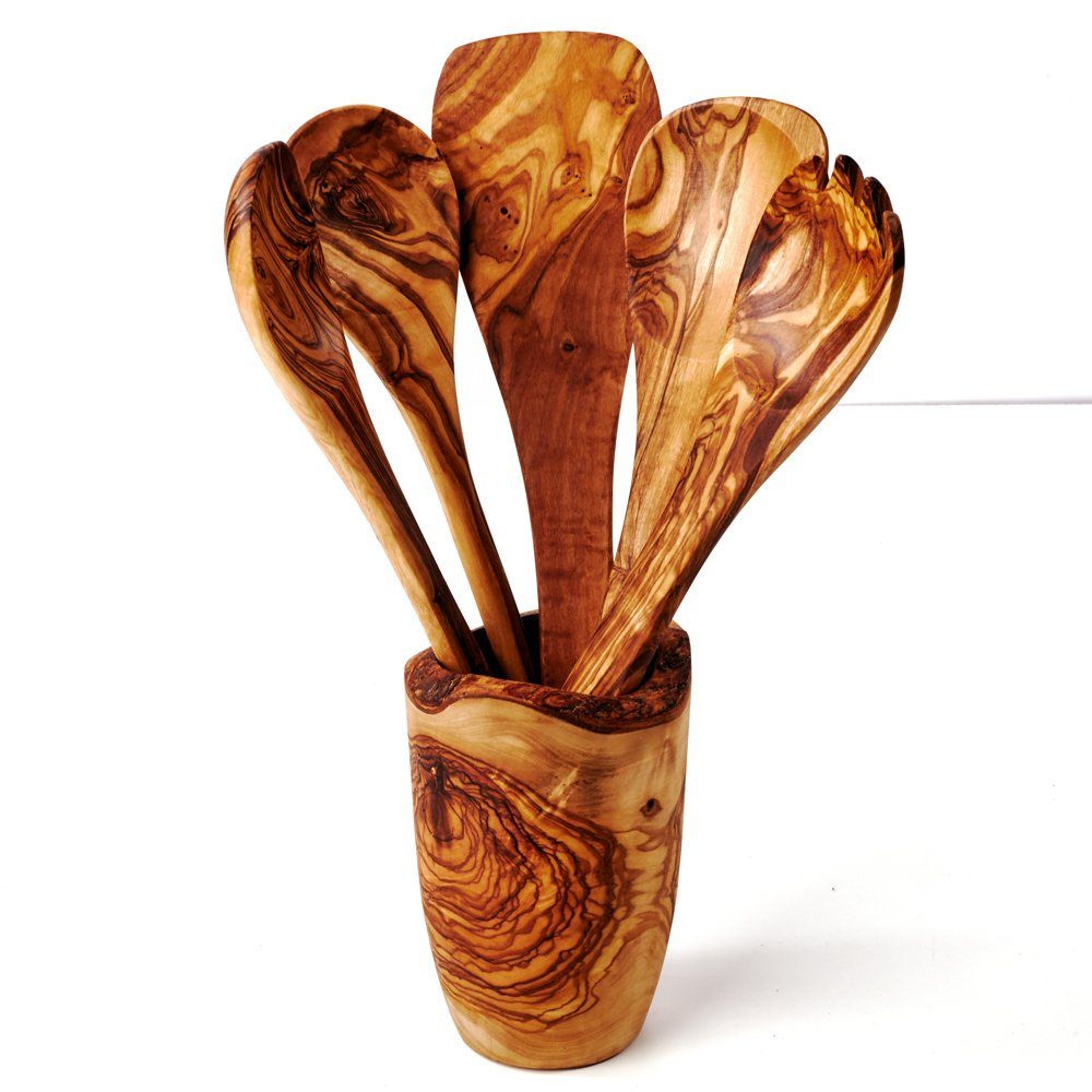 dasOlivenholzbrett Kochbesteckhalter Set aus Olivenholz Köcher im Naturschn günstig online kaufen