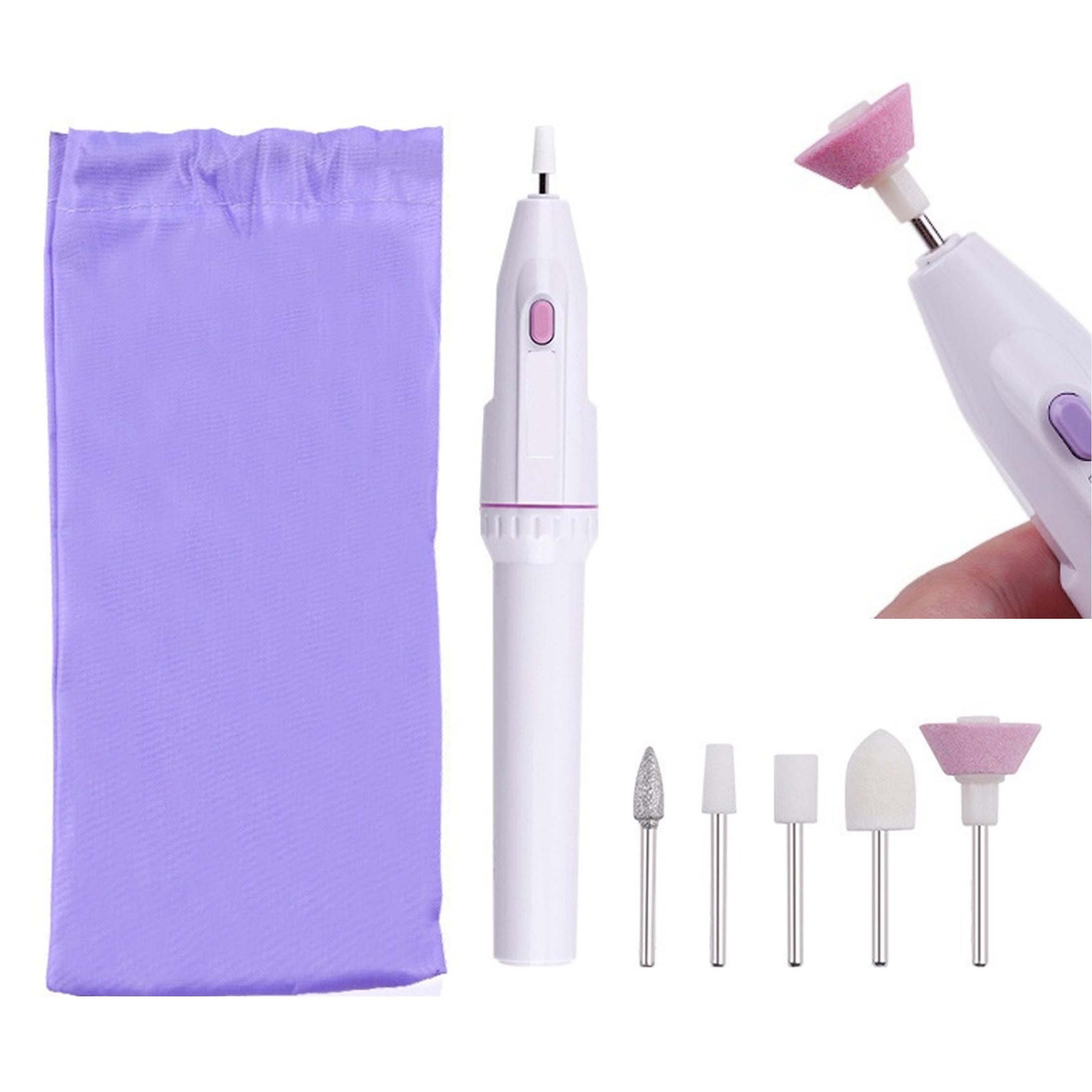 KINSI Maniküre-Pediküre-Set Elektrisches Nagelfeilenset, Maniküre- und Pediküre-Set, Erfordert den separaten Kauf von zwei AA-Batterien, Mit 5 Nagelschleifern