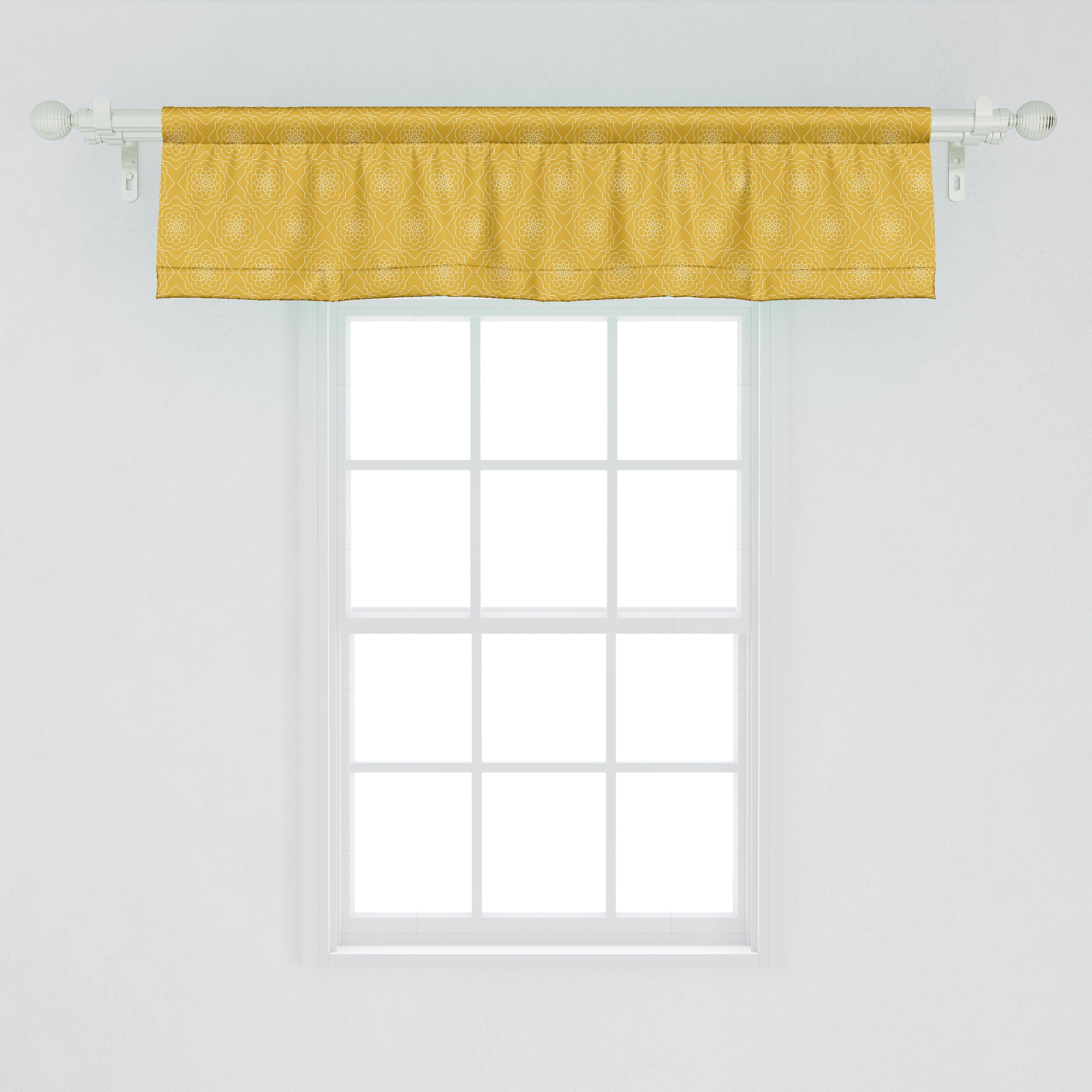 Scheibengardine Vorhang Volant für Moderne Schlafzimmer Microfaser, mit Küche Stangentasche, Grafik-Design Blumen Blumen Abakuhaus, Dekor