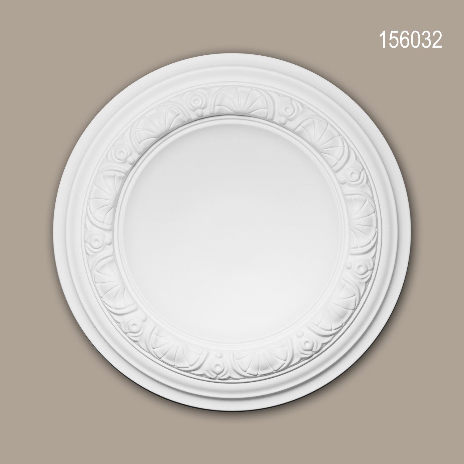 Profhome Decken-Rosette 156032 (Rosette, 1 St., Deckenrosette, Medallion, Stuckrosette, Deckenelement, Zierelement, Durchmesser 32 cm), weiß, vorgrundiert, Stil: Neo-Renaissance