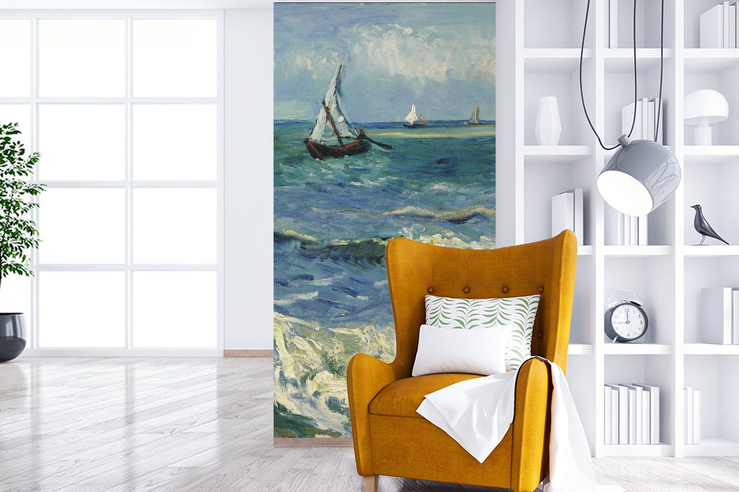 Gogh, Fototapete (2 für Meereslandschaft Fototapete Schlafzimmer Vliestapete Saintes-Maries-de-la-Mer St), Les van Matt, Vincent - Wohnzimmer Küche, bei bedruckt, MuchoWow