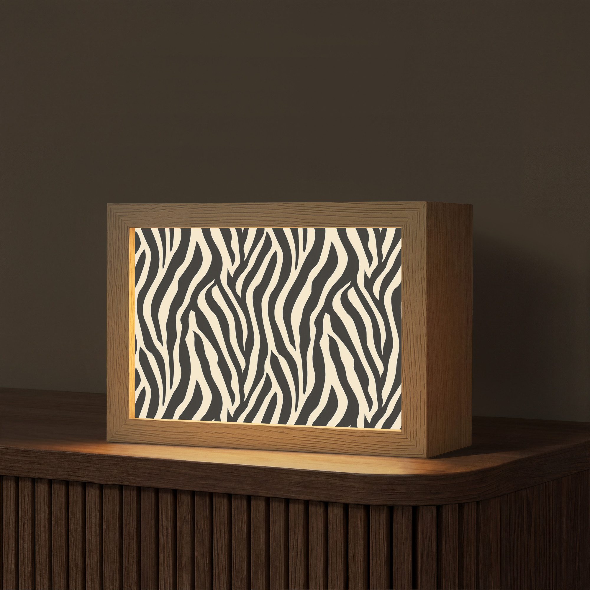 OnlyWow Tischleuchte Lightbox Zebra - Druck - Klassisch - Schwarz, Dimmbar, Farbwechsel, LED, Warmweiß, Kaltweiß, Neutralweiß Einstellbar, Tischlampe, Schreibtischlampe, Desk, Dimmbar, mit Kabel, LED
