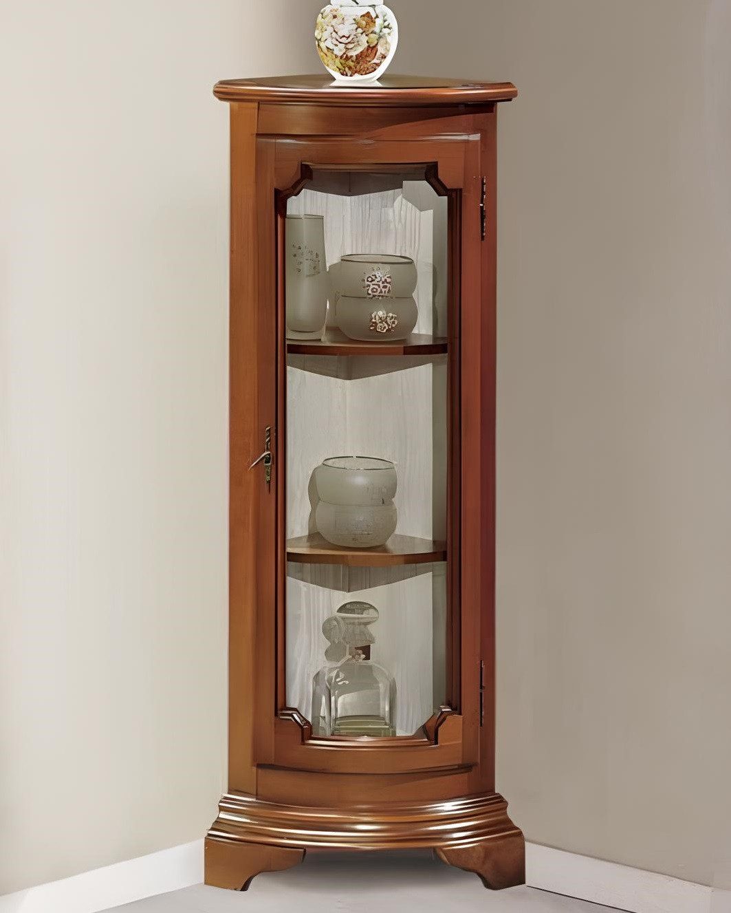 JVmoebel Eckvitrine Klassische Eck Vitrine Luxus Braun Vitrinen Sofort