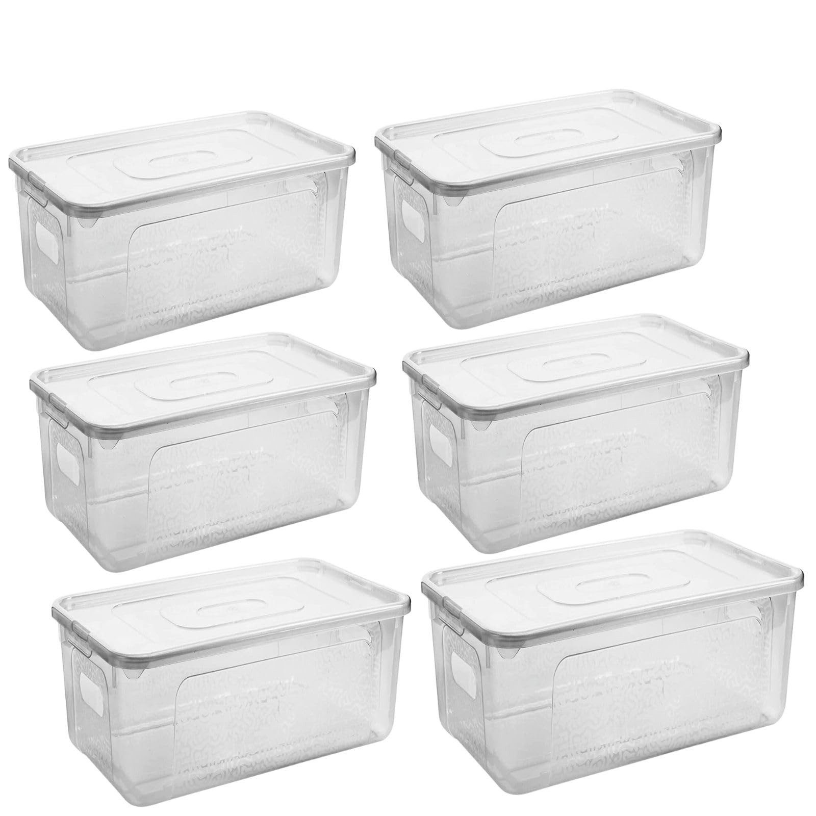 Centi Aufbewahrungsbox Stapelbox mit Deckel, transparent, stapelbar, 17L (6er-Set)