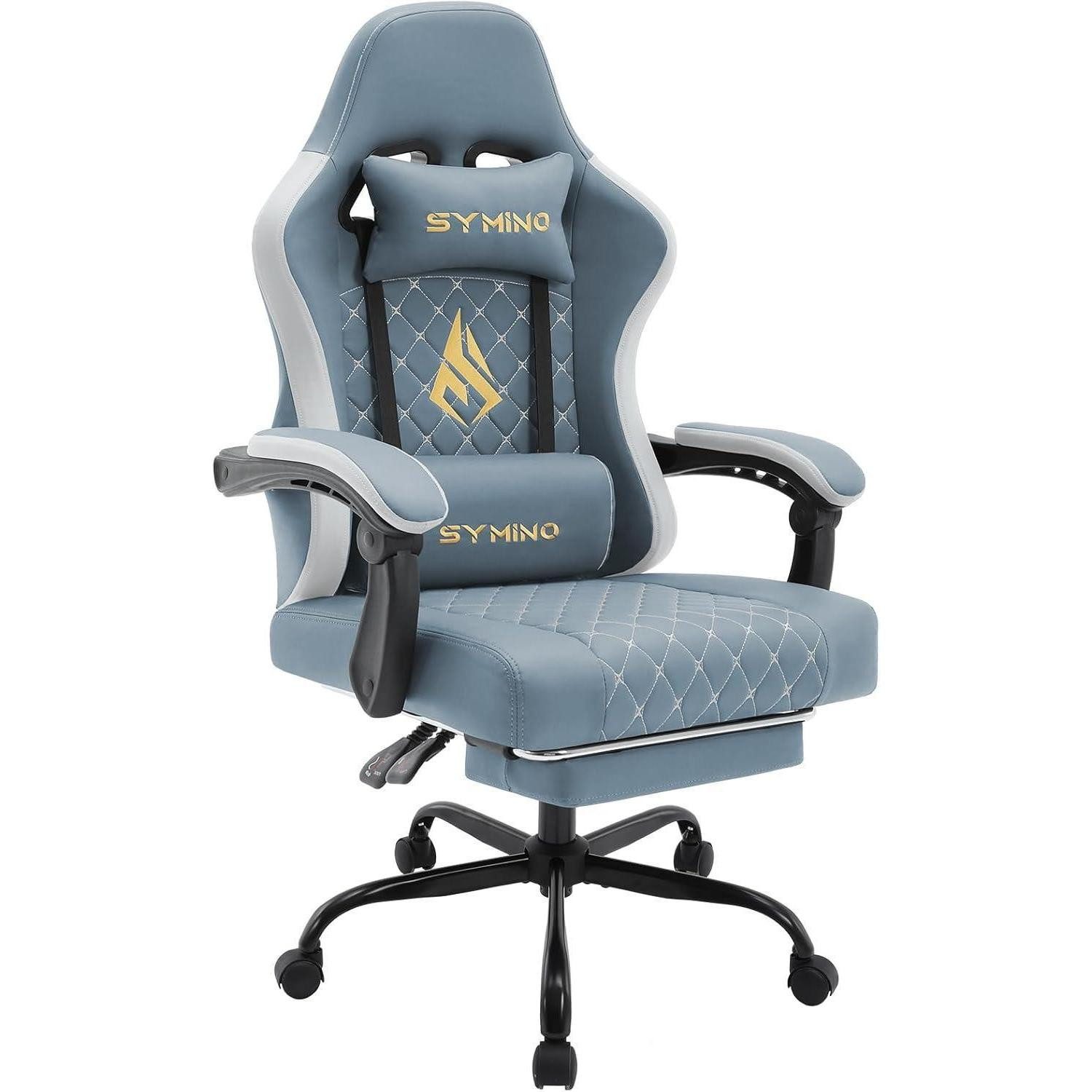 Gaming Chair Gaming Stuhl Racing Gamer Stuhl mit Lendenwirbelstütze und Fußstütze