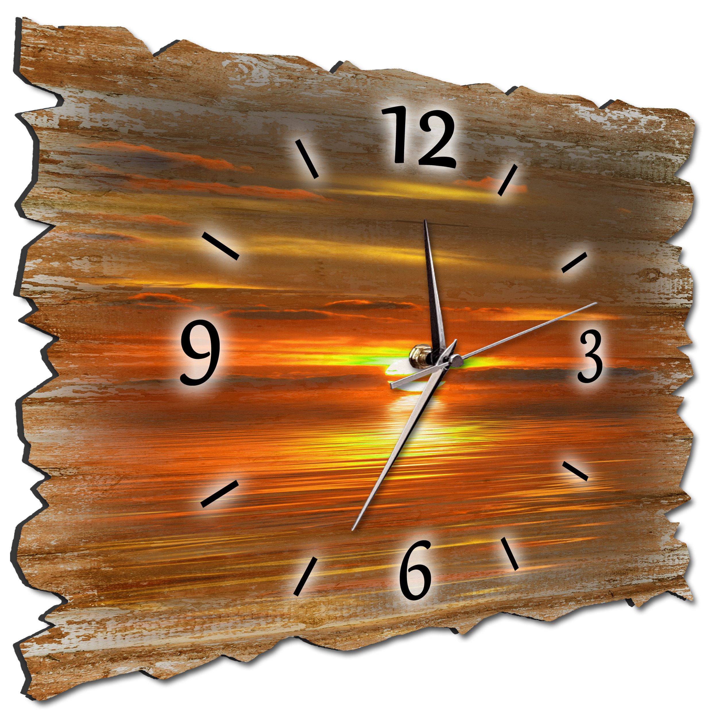 Bilder-Manufaktur Wanduhr MF2-H3 BM Wanduhr Holz Funk Funkuhr oder Quarzuhr lautlos geräuschlos (BM, Funkuhr oder Quarzuhr, kein Ticken, lautlos, geräuschlos, gross)