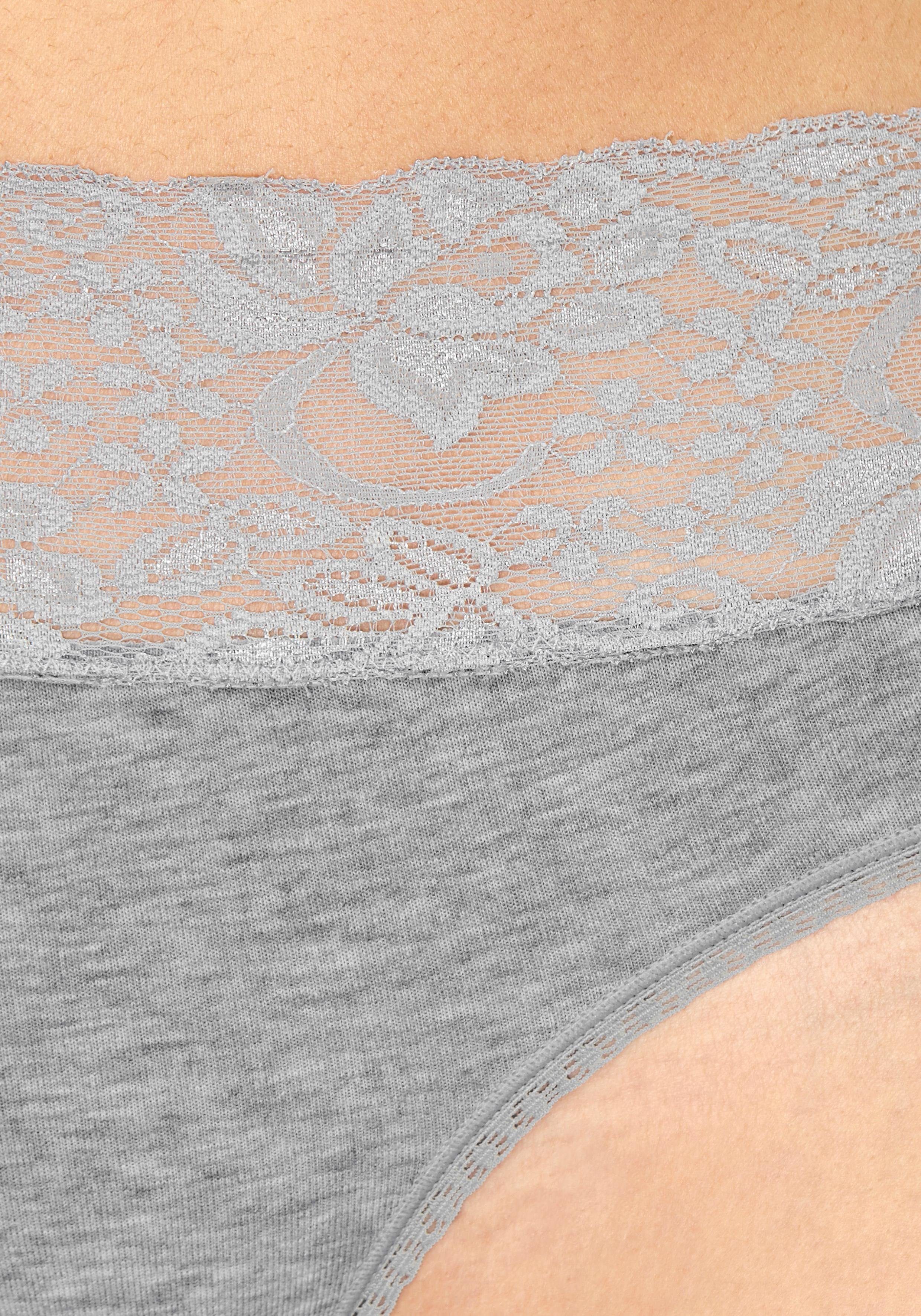 Vivance by Lascana Slip (3er-Pack) aus elastischer Baumwolle mit floraler Spitze – Bild 4 von 5
