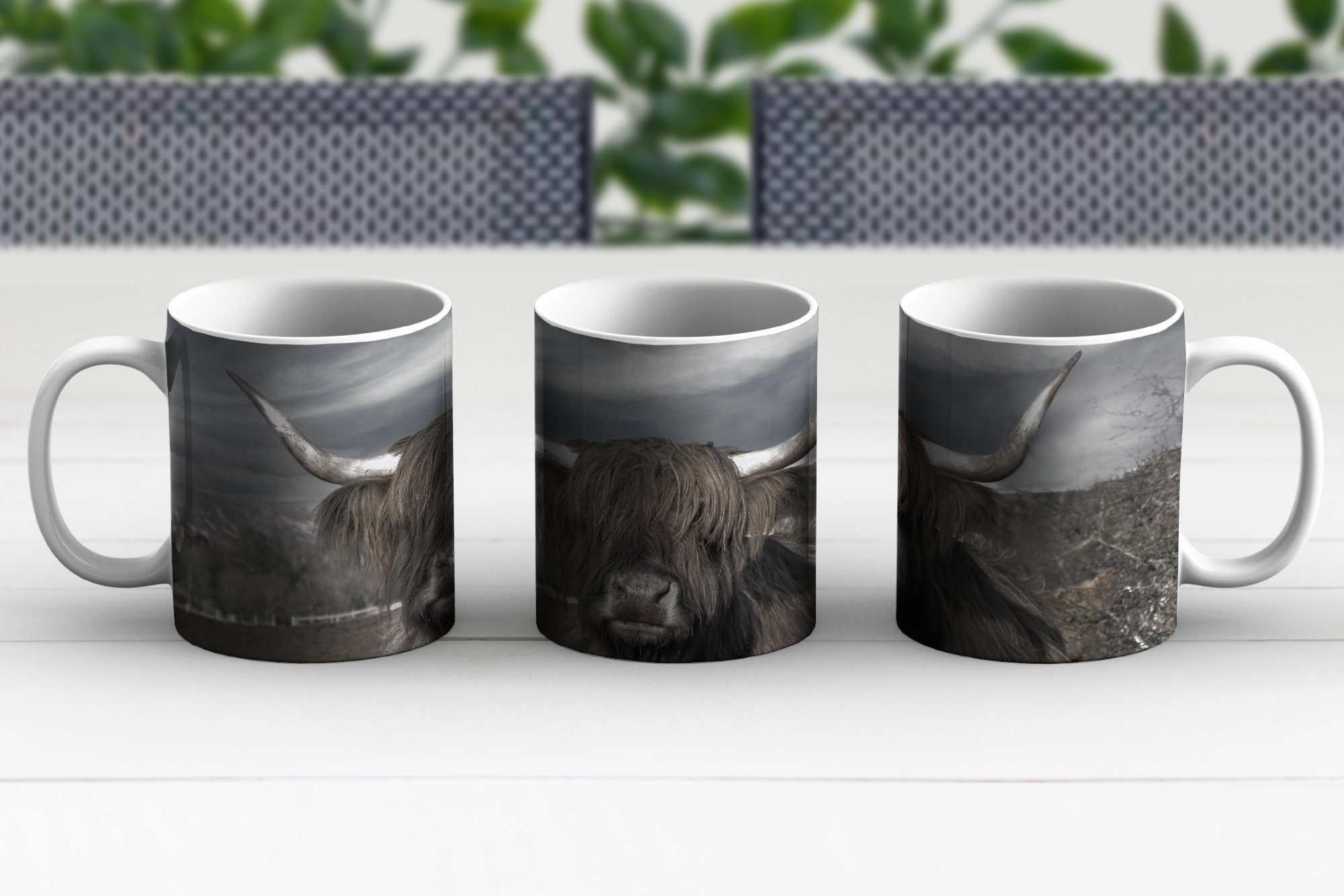 Geschenk Kaffeetassen, Teetasse, Tasse Highlander - Tiere - Hörner, Keramik, Schottischer Becher, Teetasse, MuchoWow