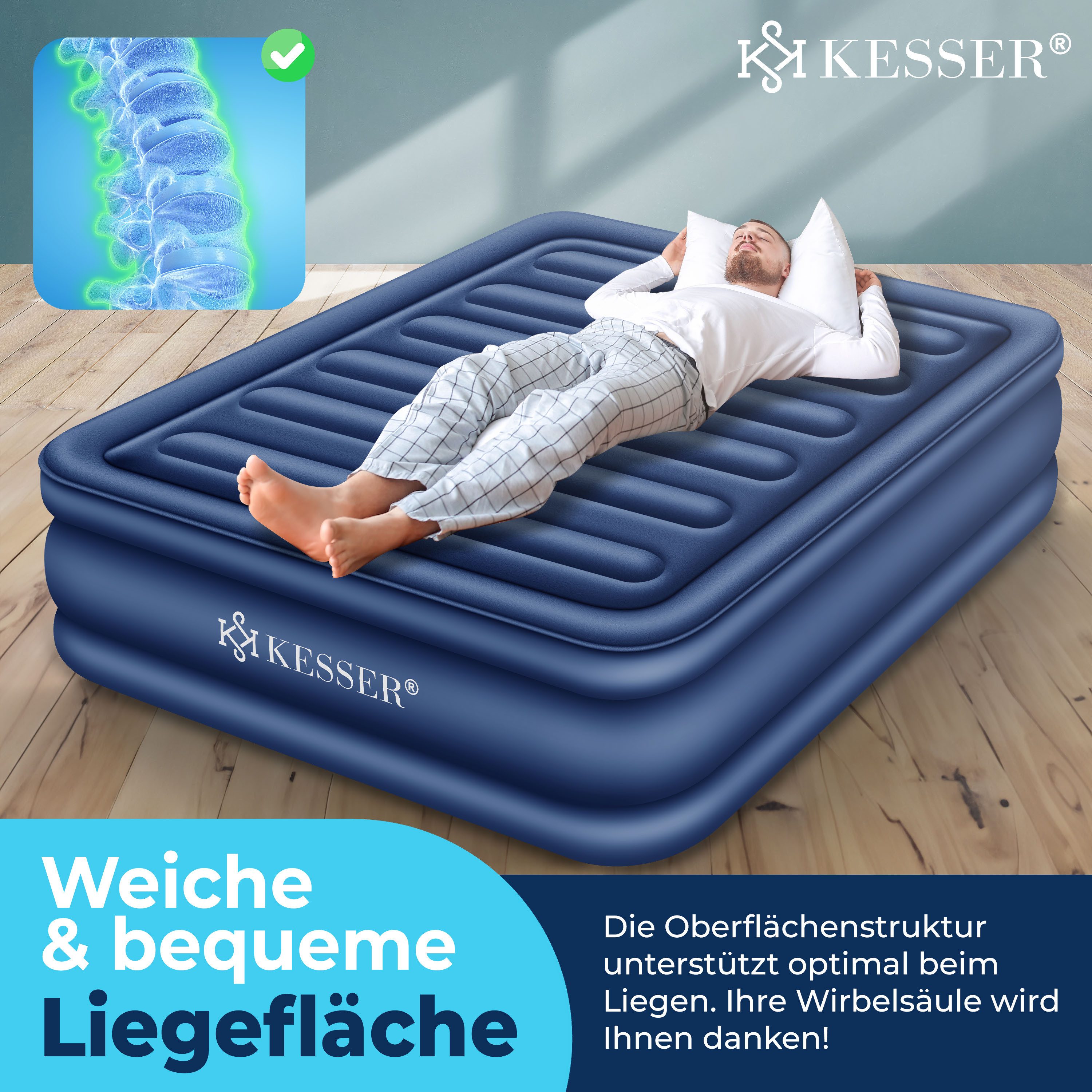 KESSER Luftbett, Aufblasbare Matratze Luftbett eingebauter elektrischer Pumpe