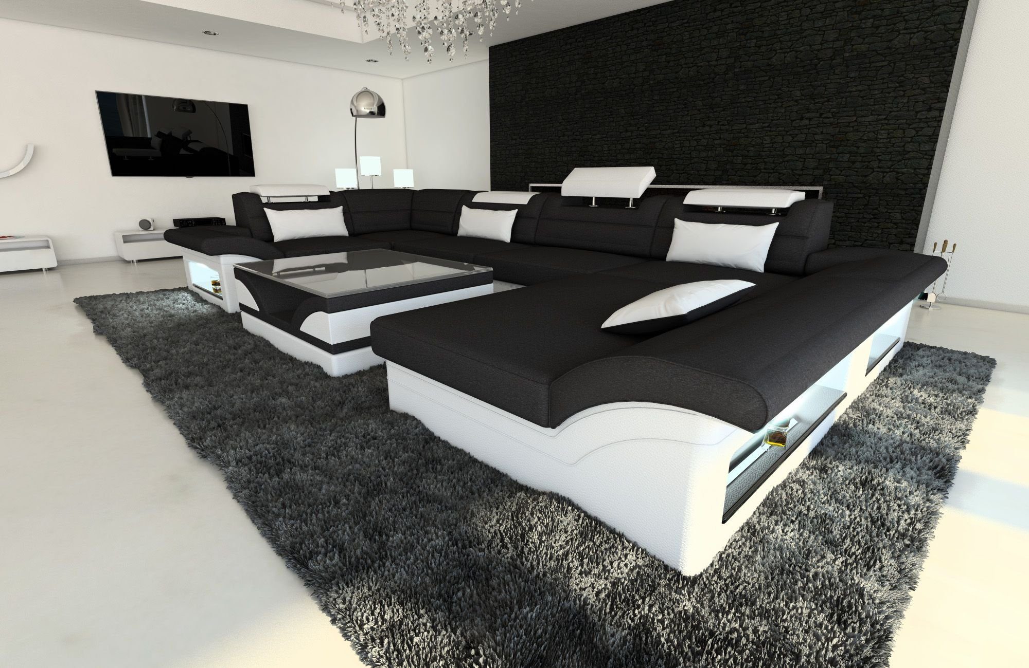 Sofa Dreams Wohnlandschaft Stoff Sofa Couch Enzo U Form Polster Stoffsofa, günstig online kaufen