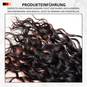 MAGICSHE Echthaarperücke Wellen Haarverlängerung,natürliche Farbe, 3-Bündel perücke Naturwellenperücke