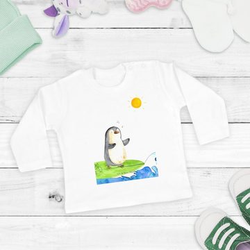 Mr. & Mrs. Panda Strampler Pinguin Surfer - Weiß - Geschenk, Bio, Baby, Langarm, Wellen reiten, (1-tlg)