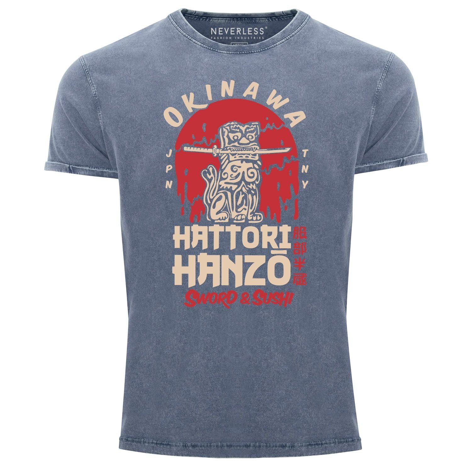 Neverless Print-Shirt Herren Vintage Shirt Hattori günstig online kaufen