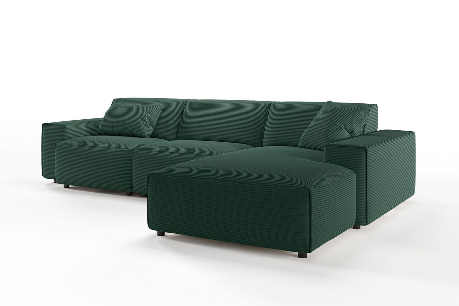 KAWOLA Ecksofa | versch. Recamiere smaragd smaragd Sofa Cord, Farben links, od. rechts RANI