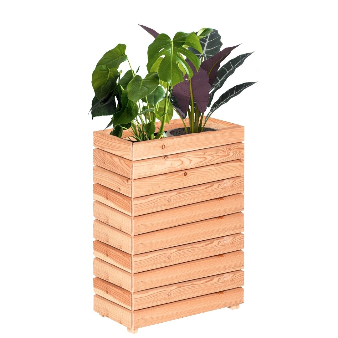 Mega-Holz Hochbeet Balkon-Hochbeet Lärche Holz MODULO- 60x30x75 cm (BxTxH) Naturbelassen (Funktionsset, 2er Set besteht aus 2x Pflanzkübel Modulo 60x30x39), Modular