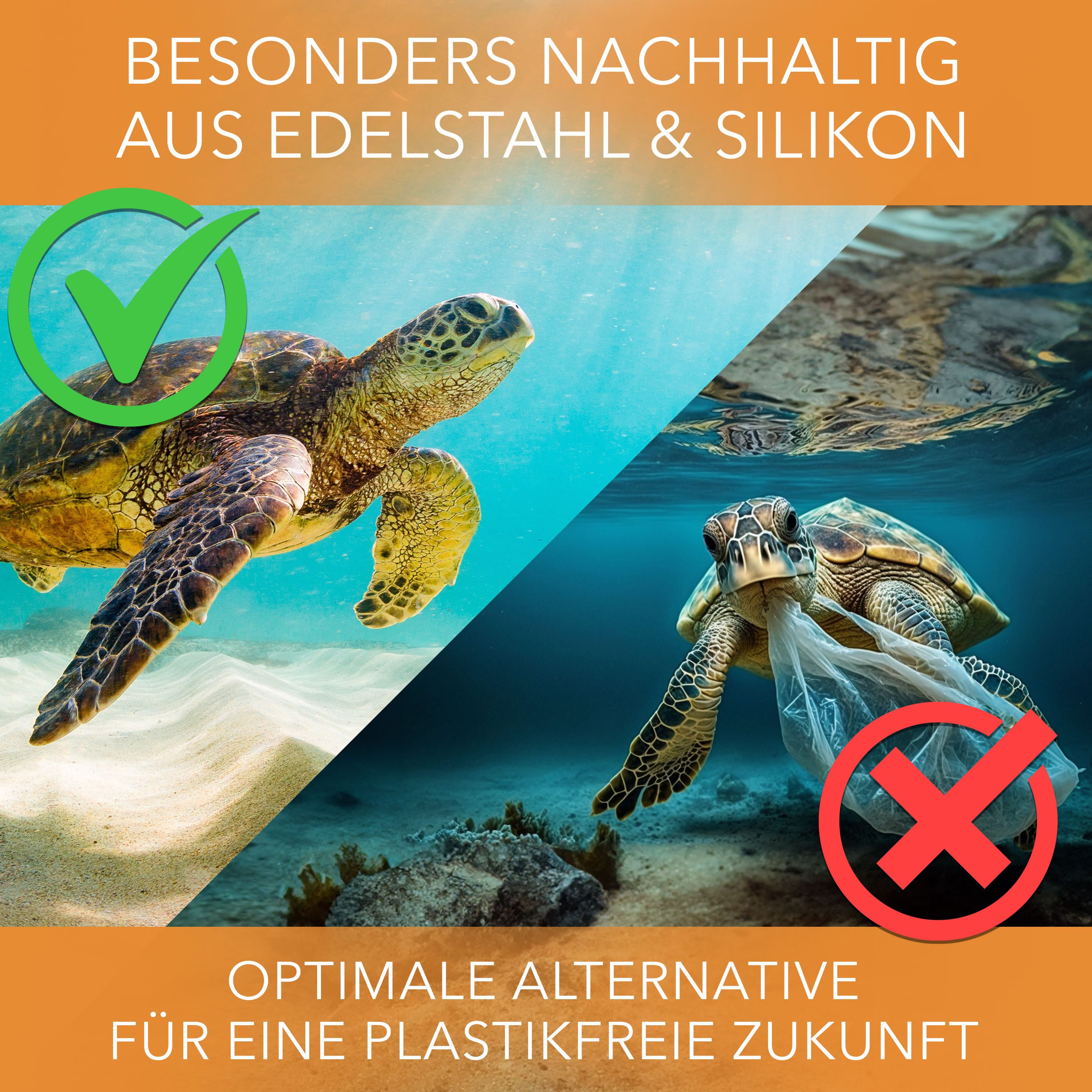AVANA Trinkhalme wiederverwendbare Edelstahl Strohhalme faltbare Silikon Trinkhalme, (2er Set), BPA-frei, mit Reinigungsbürste und Magnetbox – Bild 5 von 5