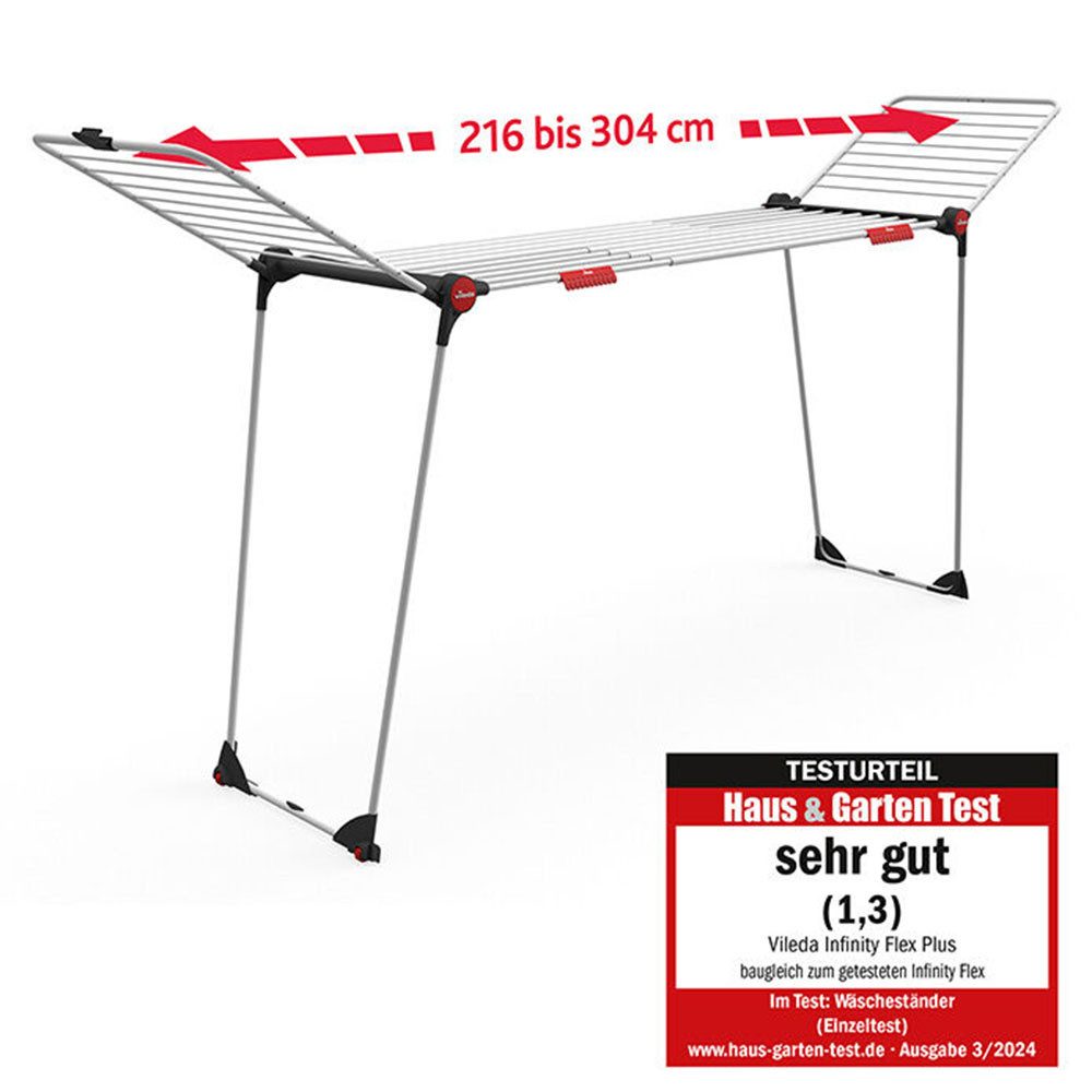Vileda Wäscheständer Vileda INFINITY Flex, Ausziehbar auf 304 cm - für große Wäschestücke