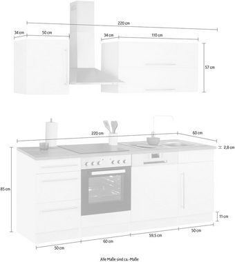 Kochstation Küchenzeile KS-Samos, ohne E-Geräte, Breite 220 cm