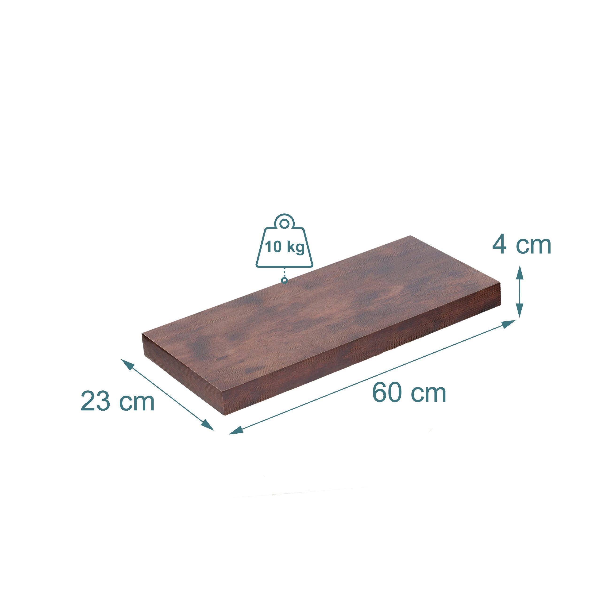 relaxdays Wandregal im 3er Set, 3-tlg., Industrial, 60 cm – Bild 4 von 5