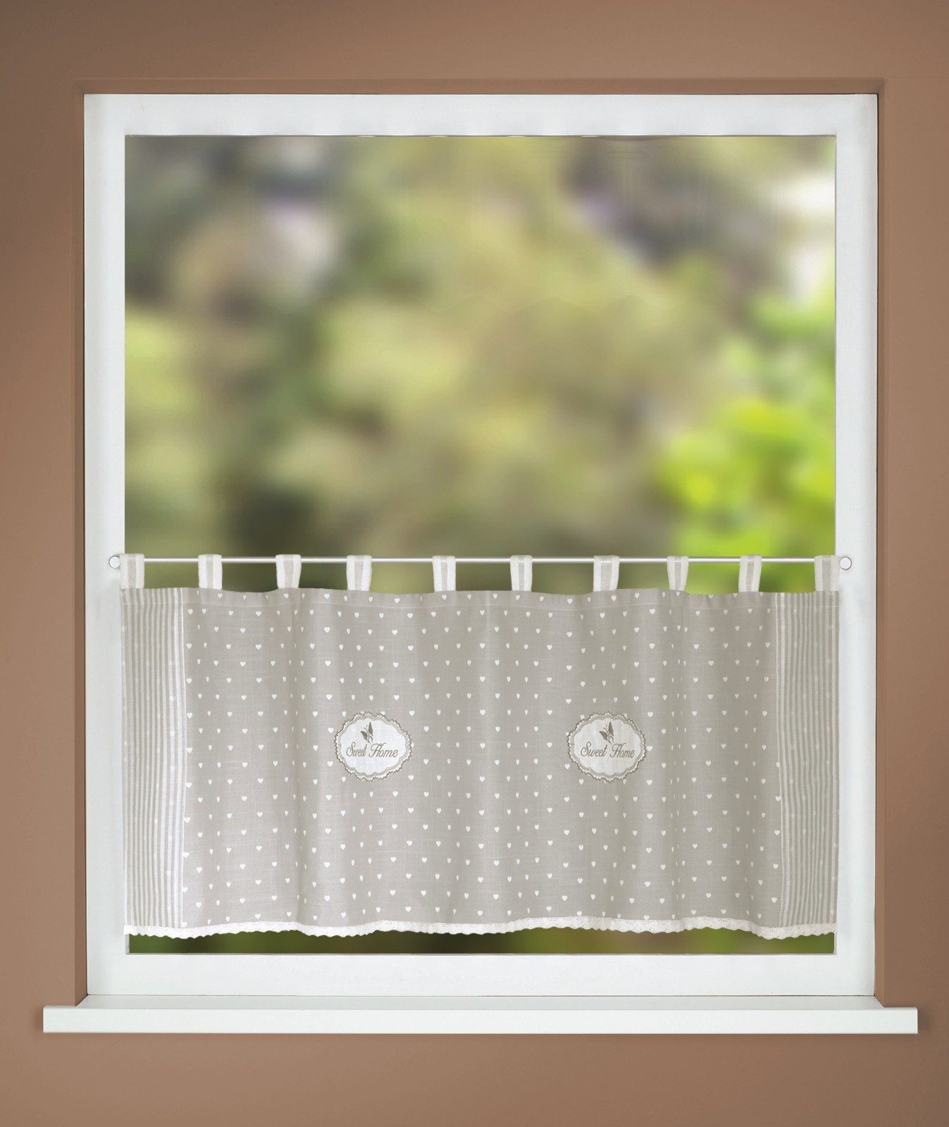 WILLKOMMEN ZUHAUSE by ALBANI GROUP Scheibengardine Scheibengardine "Sweet Home", Schlaufen, halbtransparent