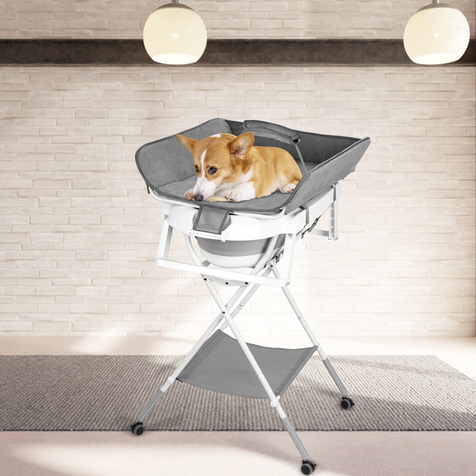 Rutaqian Babybadewanne 2 in 1 Badewanne mit Gestell Babybadesitz und Abflussschlauch Faltbare, (Haustierbadewanne zum Baden Pflegen, 1-tlg), Tragbare Duschbadewanne,Hundewaschstation zum Baden und Pflegen