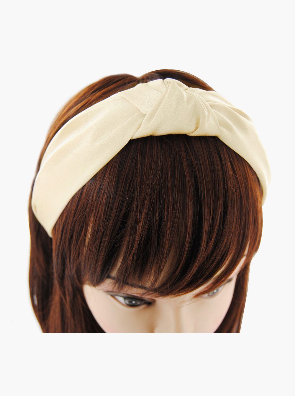 Vintage Haarreif Sandbeige Damen Knoten und Breiter Haarreif Haareifen Satin bezogen, axy Haarband mit