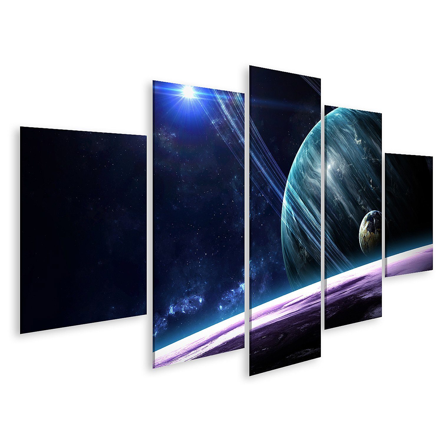 islandburner Leinwandbild Bild auf Leinwand Universum Szene mit Planeten Sterne und Galaxien im