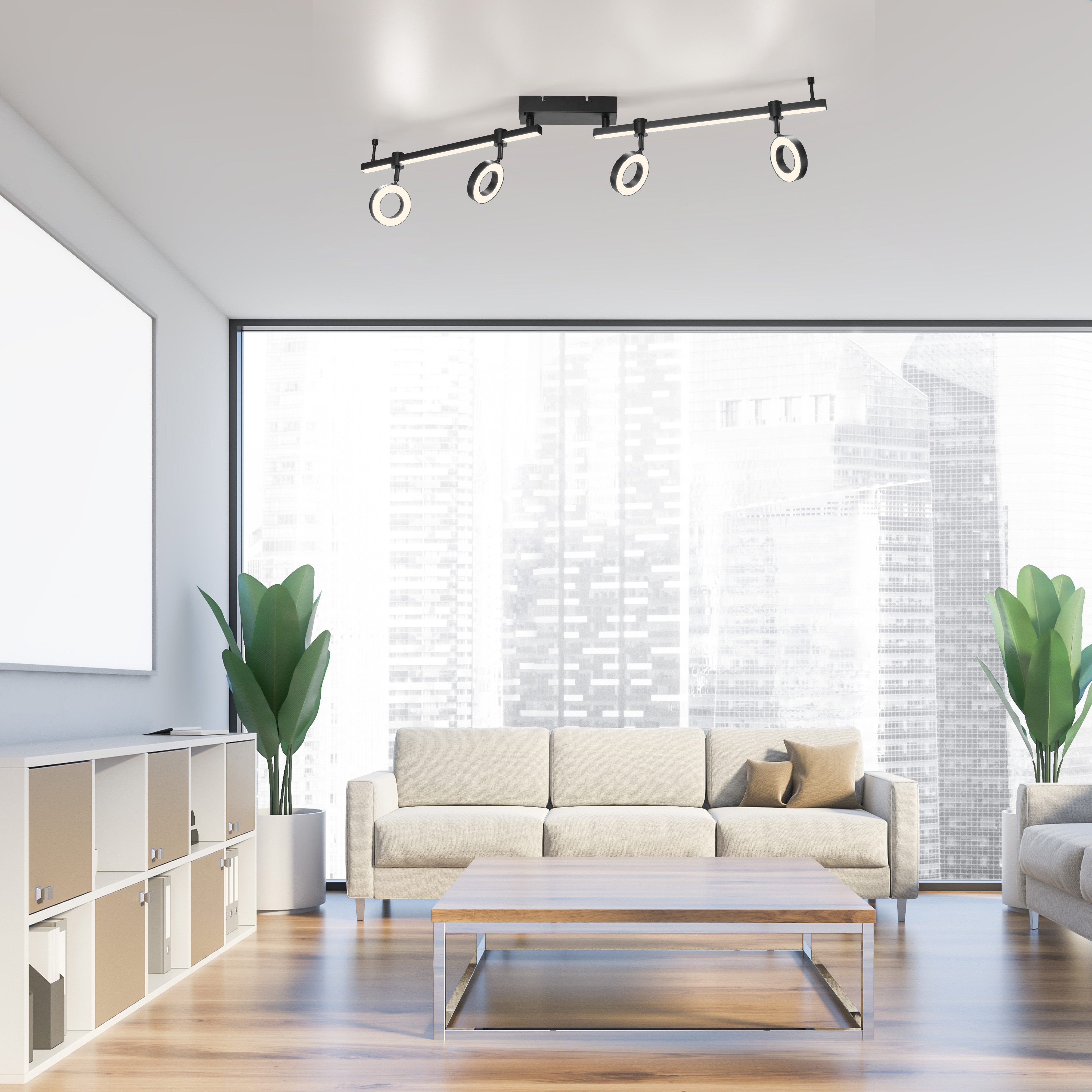 JUST LIGHT Deckenleuchte Ls-BILEDA, Dimmfunktion, Memory, nach Trennung vom Netz, dimmbar über Fernbedienung, LED fest integriert, Warmweiß, LED, RGB+tunable white, Fernbedienung, Infrarot inkl., Smarthome fähig