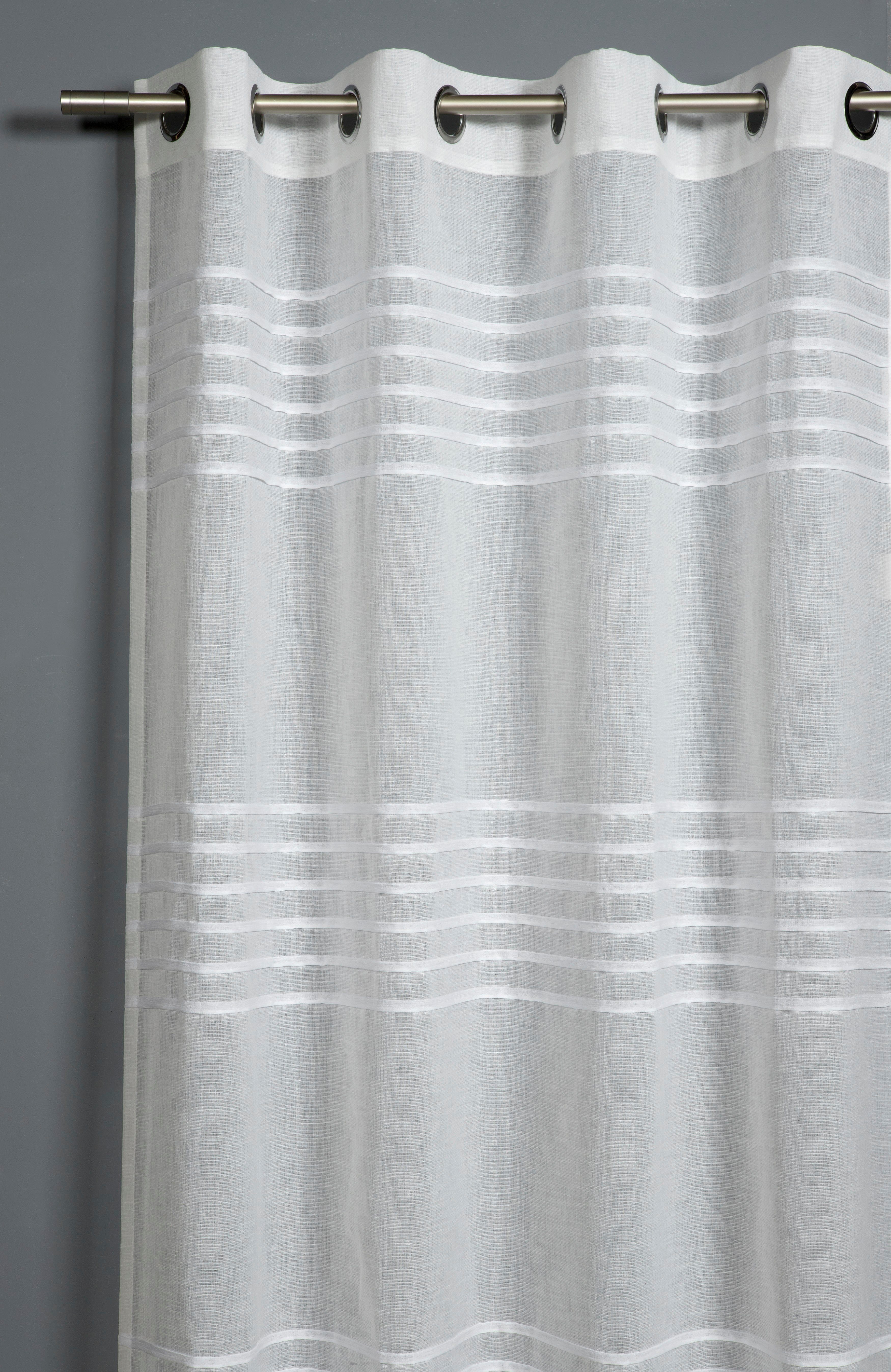 Gardine Schal mit Ösen Etamine Stoff: St), weiß Streifen, Ösen Polyester, 3-D Etamine GARDINIA, transparent, transparent, (1
