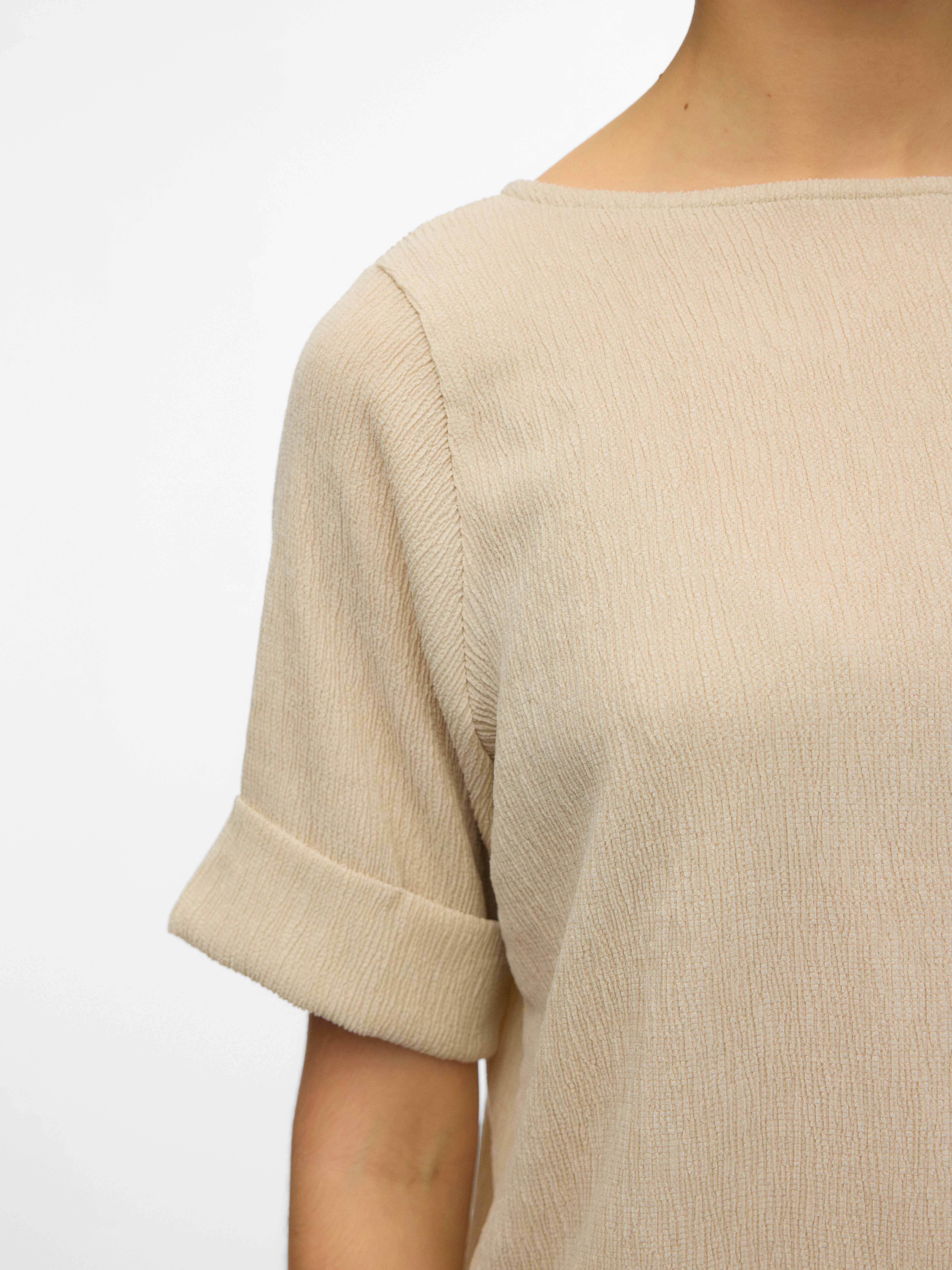 Vero Moda Kurzarmshirt VMLUNA 2/4 BOATNECK TOP JRS NOOS Materialmix, regular fit – Bild 3 von 5