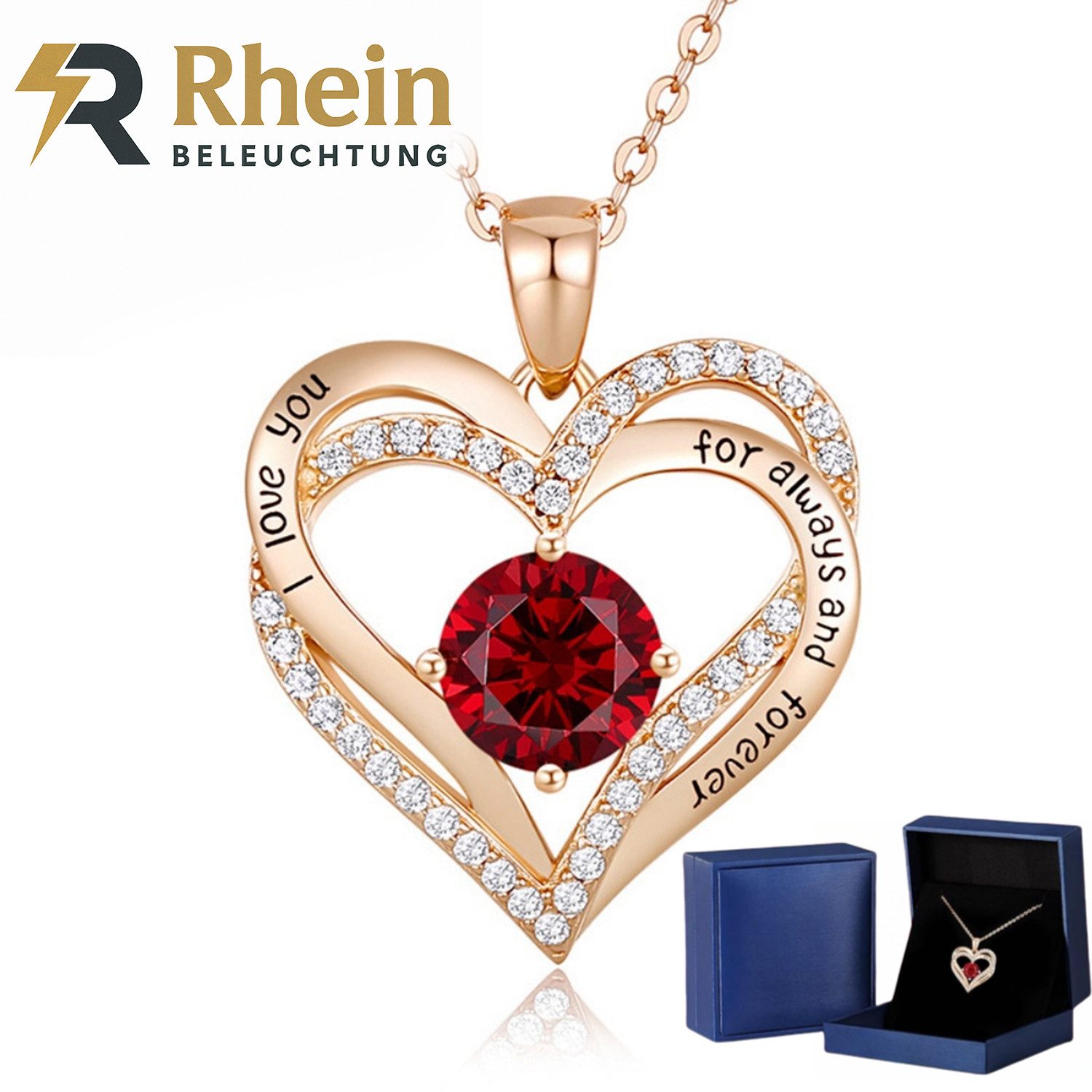 Rhein Beleuchtung Herzkette Roségoldfarbene Herzkette für günstig online kaufen
