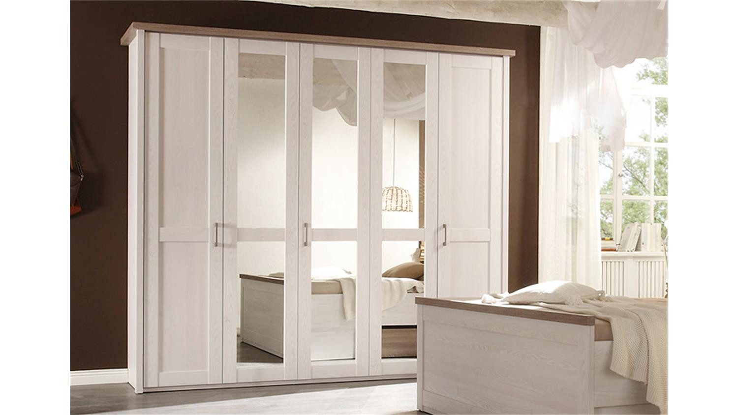 Bega Consult Kleiderschrank Kleiderschrank Luca 5 türig Pinie weiß Trüffel günstig online kaufen