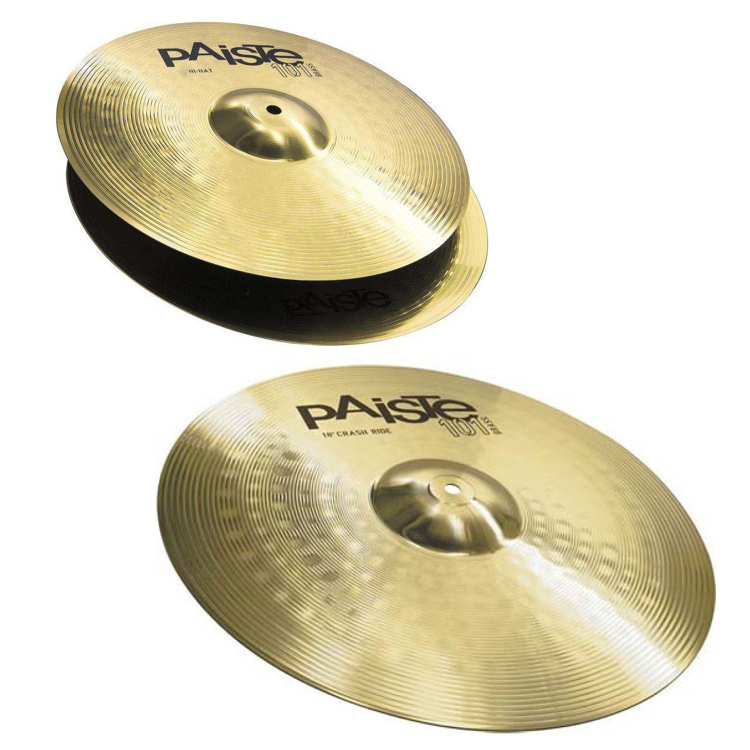 Schlagzeug Paiste 101 Brass Cymbal Set 13 HiHat 18 Crash Ride