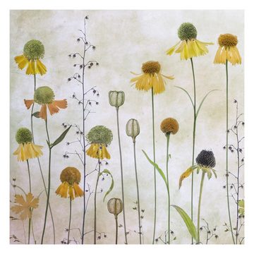 Bilderdepot24 Fototapete Blumen Helenium Blüten Blumentapete Floral Natur Vintage Kunst Gelb, Glatt, Matt, (Vliestapete inkl. Kleister oder selbstklebend), Wohnzimmer Schlafzimmer Küche Flur Motivtapete Vliestapete Wandtapete