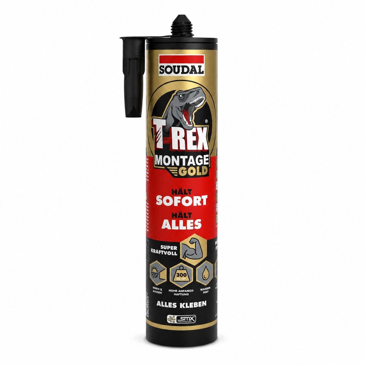 SOUDAL Montagekleber T-Rex Montage Gold SMX-Polymer Dichtstoff, Extrem hohe Anfangshaftung für Bau, Profile & Platten
