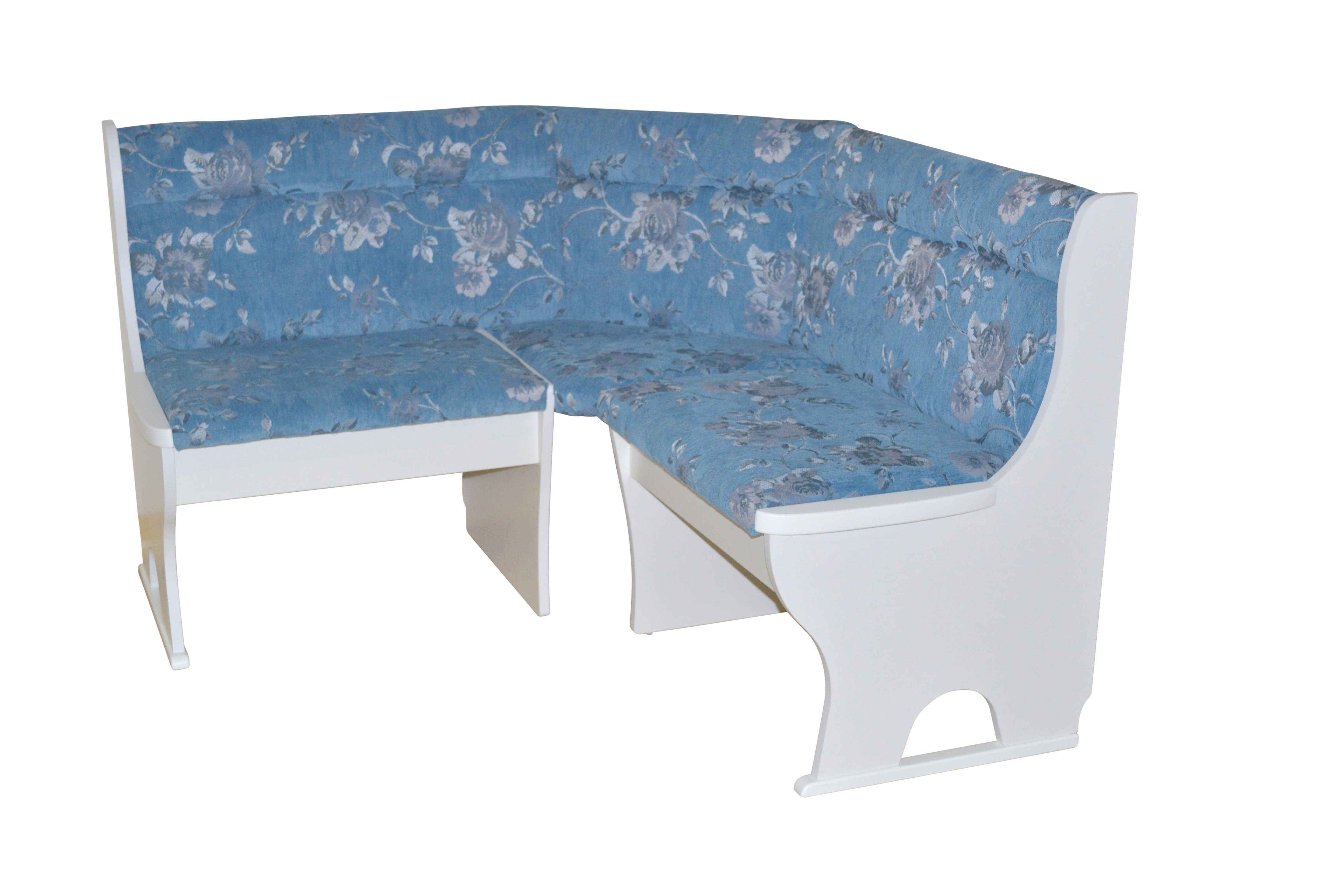 moebel-direkt-online Eckbank Anja (Mit Stauraumfunktion Stellfläche den blau | unter cm) weiß Sitzflächen, 125x125