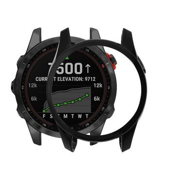 kwmobile Smartwatch-Hülle Schutzhülle für Garmin Fenix 7S / Fenix 7S Solar, Fitness Tracker Silikon Hülle - Gehäuse Abdeckung Cover Schwarz Silber