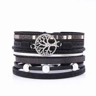 Alster Herz Armband Set »Lebensbaum Armband für Damen, Wickelarmband mit Perlen (J0333)« (mehrreihiges Armband)