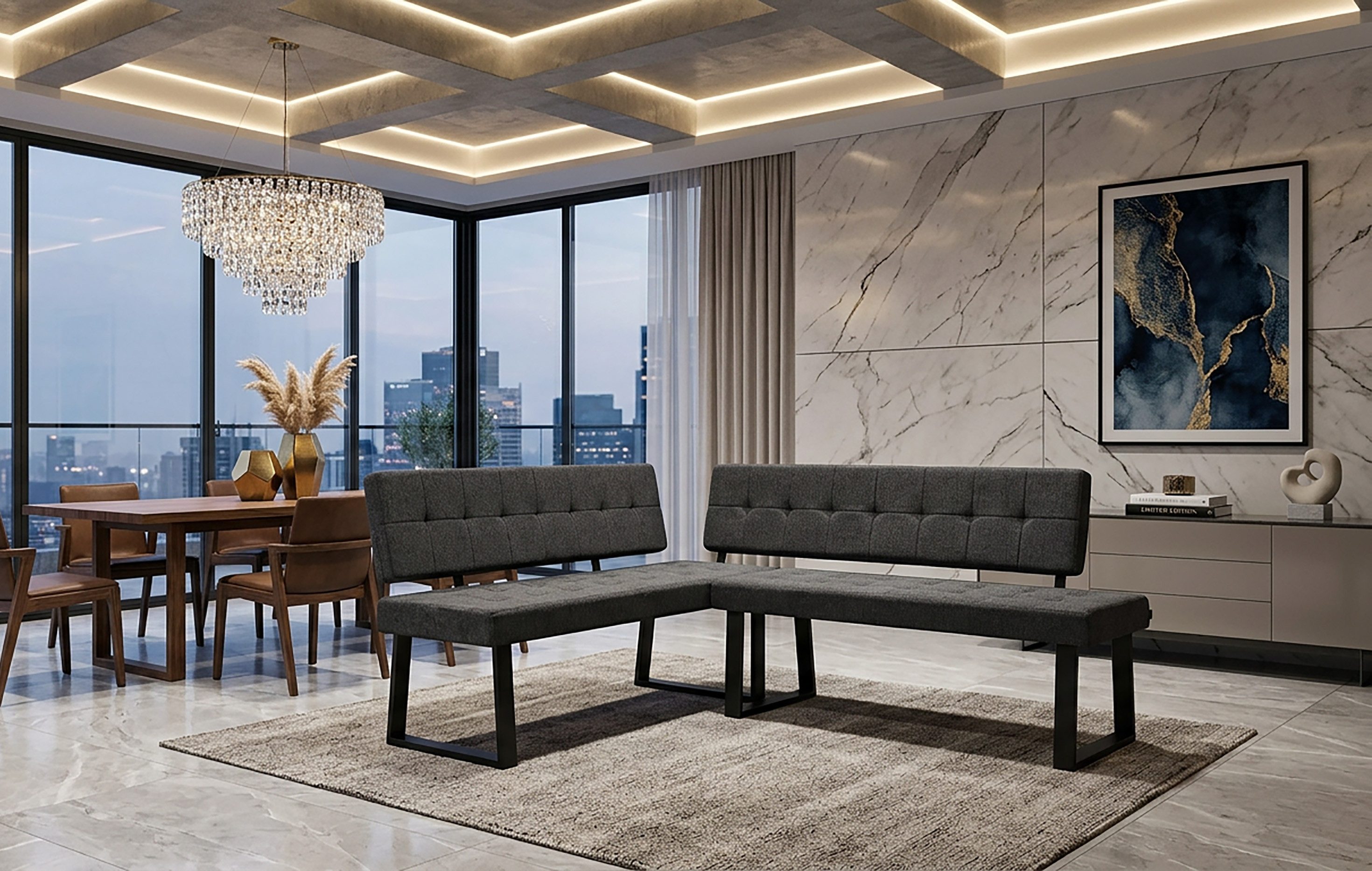 B&D home Eckbank AKA (2-St), beidseitig montierbar, gepolstert, mit Rückenlehne, verschiedene Maße