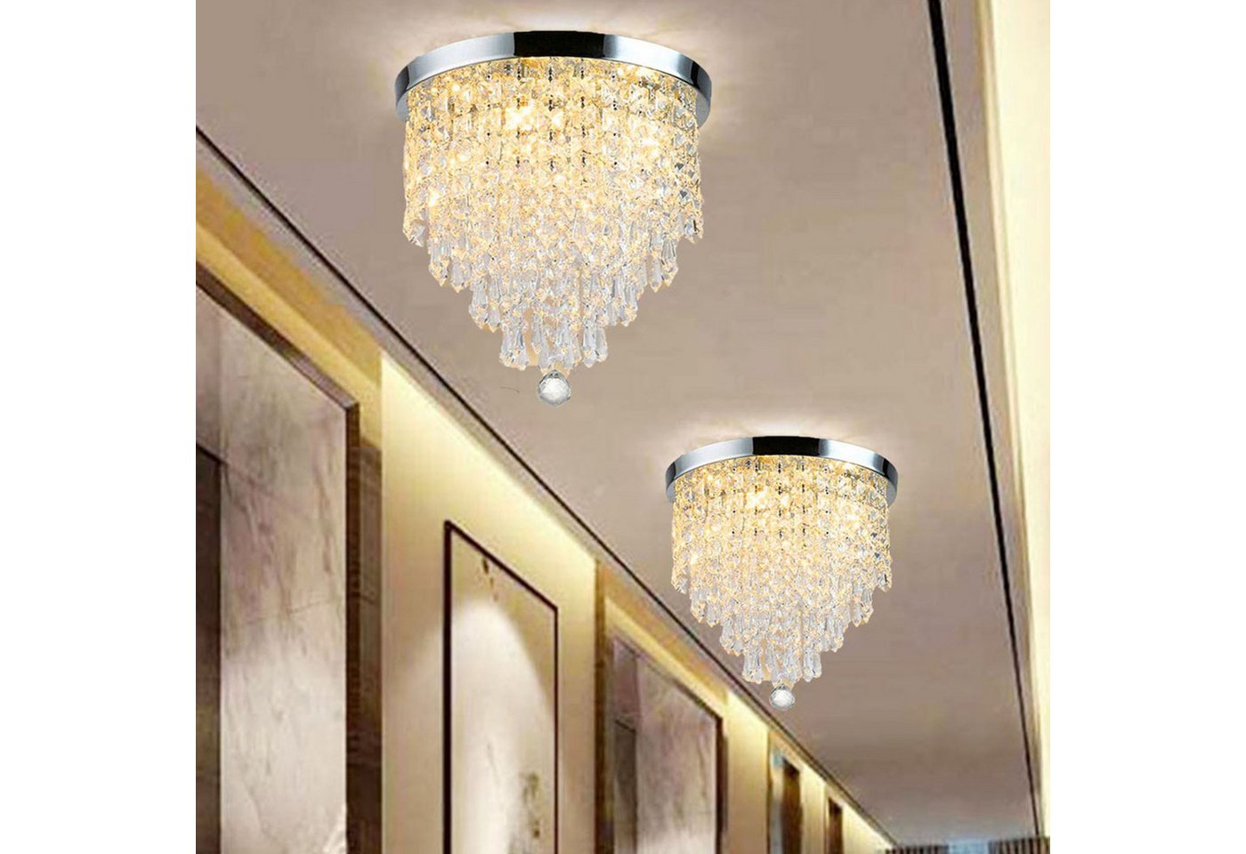 oyajia Deckenleuchte Edelstahl Kristall Kronleuchter Deckenleuchte, G9--3 Lampenfassung, LED wechselbar, Design im Chrom-Stil,für Schlafzimmer, Wohnzimmer, Esszimmer