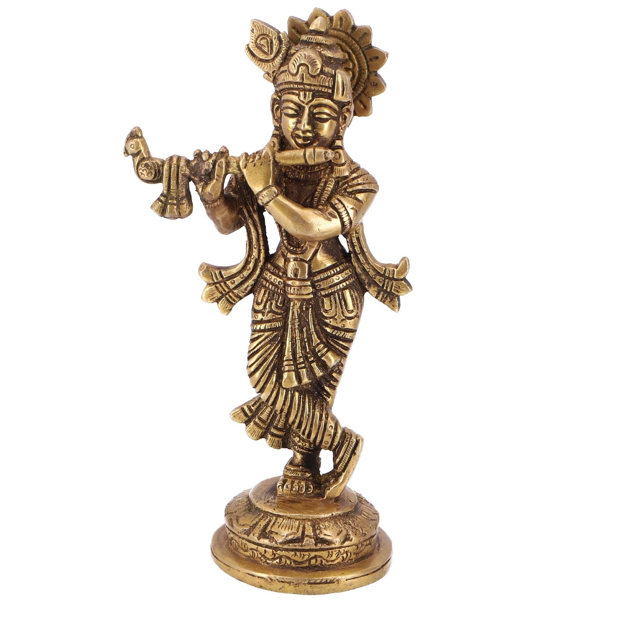Guru-Shop Dekofigur Messingfigur, Statue Krishna Statue 19 cm -.. | Dekofiguren
