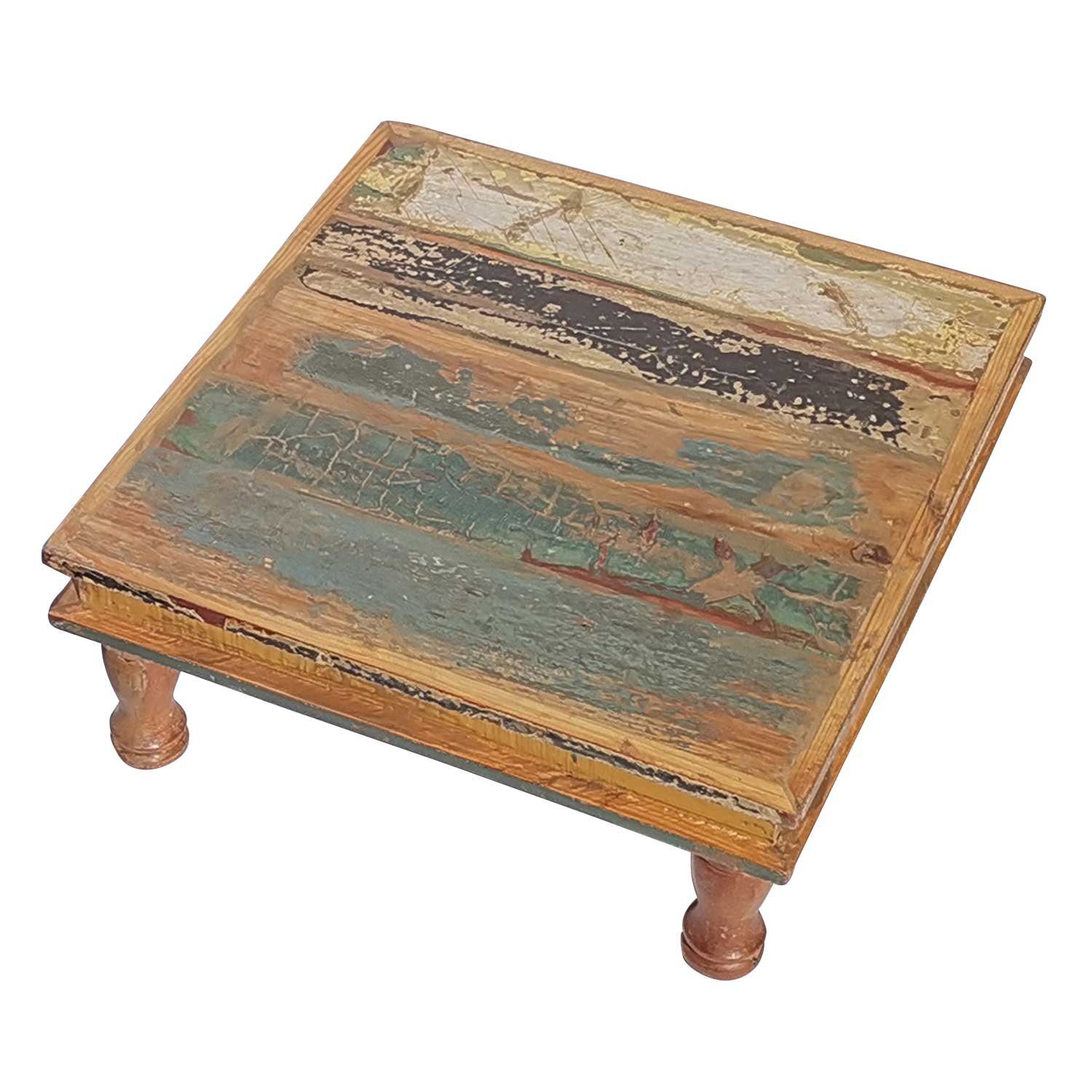 Casa Moro Beistelltisch Shabby Chic Tisch Siera in 3 Größen,Altholz Vintage Hocker (Deko Ramadandeko Chowki Teetisch, Blumenbank Bodentisch Kaffeetisch Couchtisch), handgefertigt