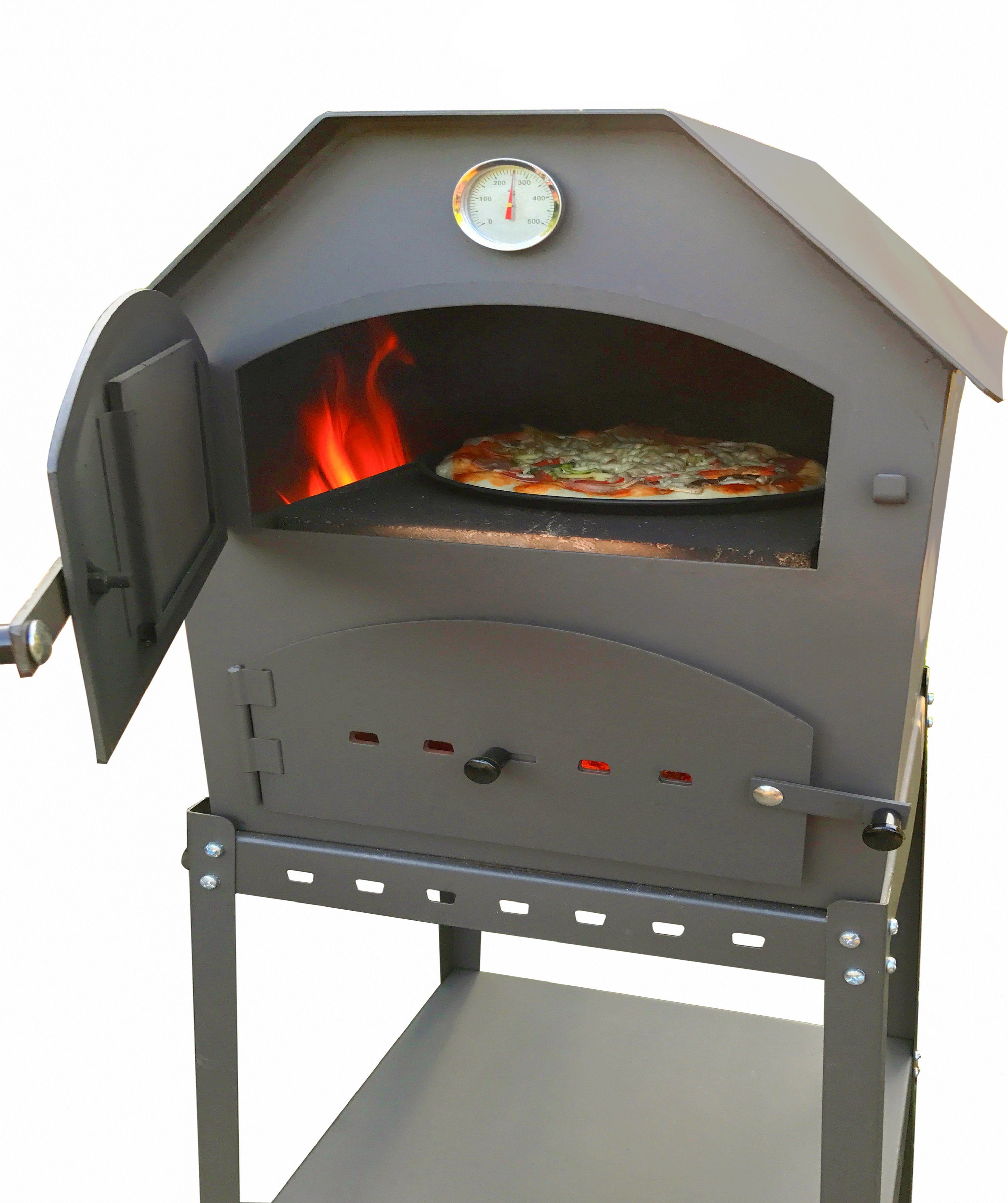 acerto® Pizzaofen acerto® Profi Pizzaofen für den Garten - 64x63x68 cm mit Gestell, Für Brot, Pizza, Flammkuchen und mehr geeignet