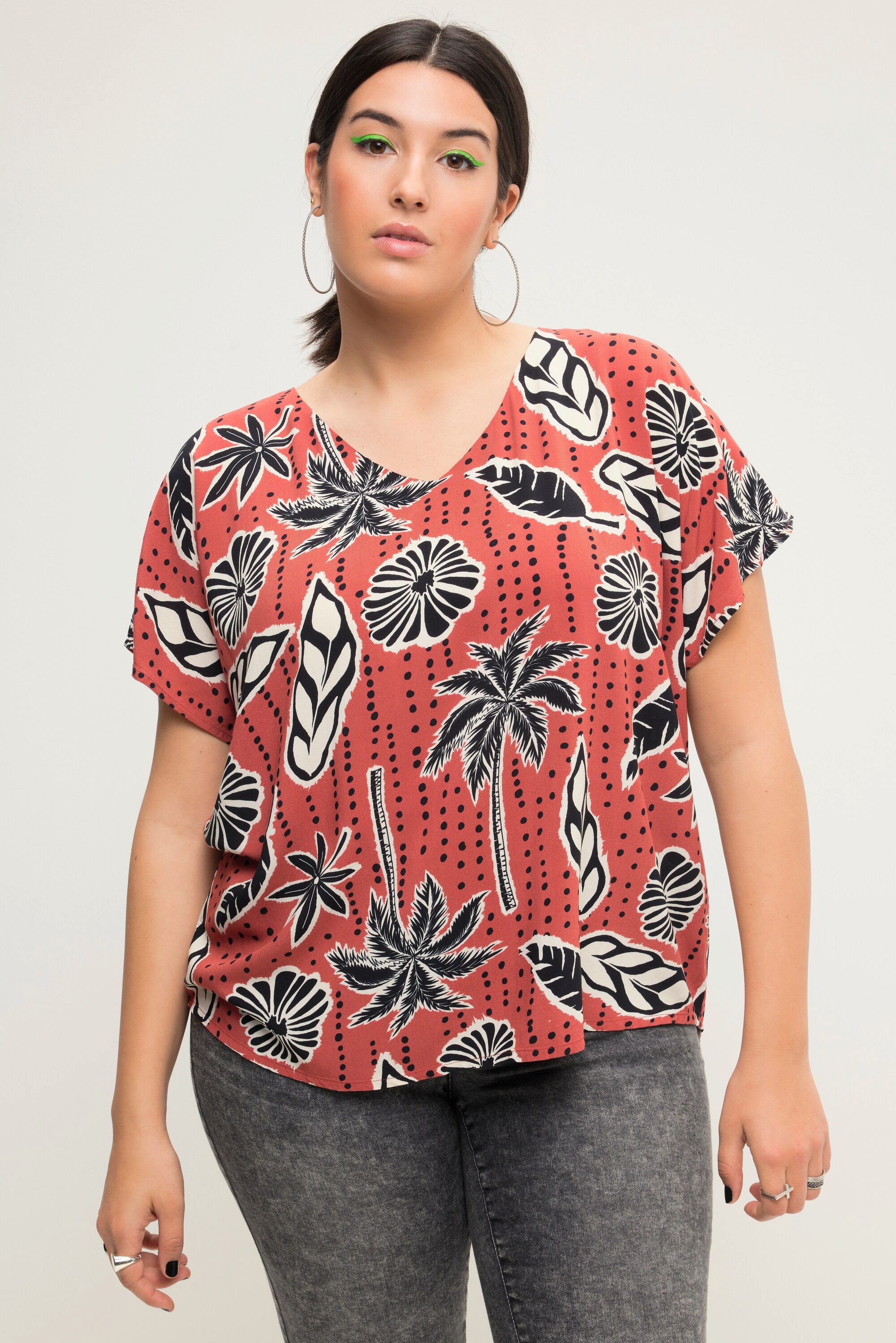 Studio Untold Hemdbluse Blusenshirt oversized Palmen günstig online kaufen