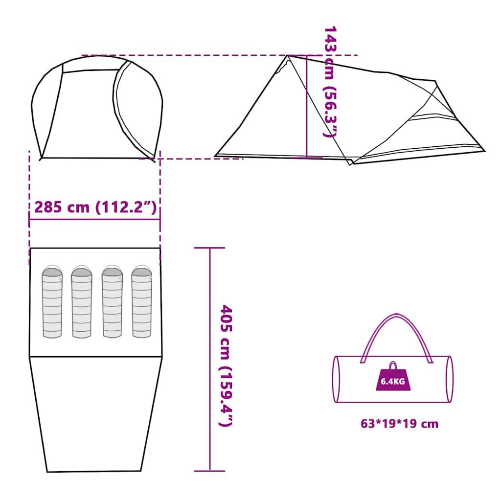vidaXL Kuppelzelt Kuppel-Campingzelt 4 Personen Weiß Dunkel Wasserdicht, (1 tlg)