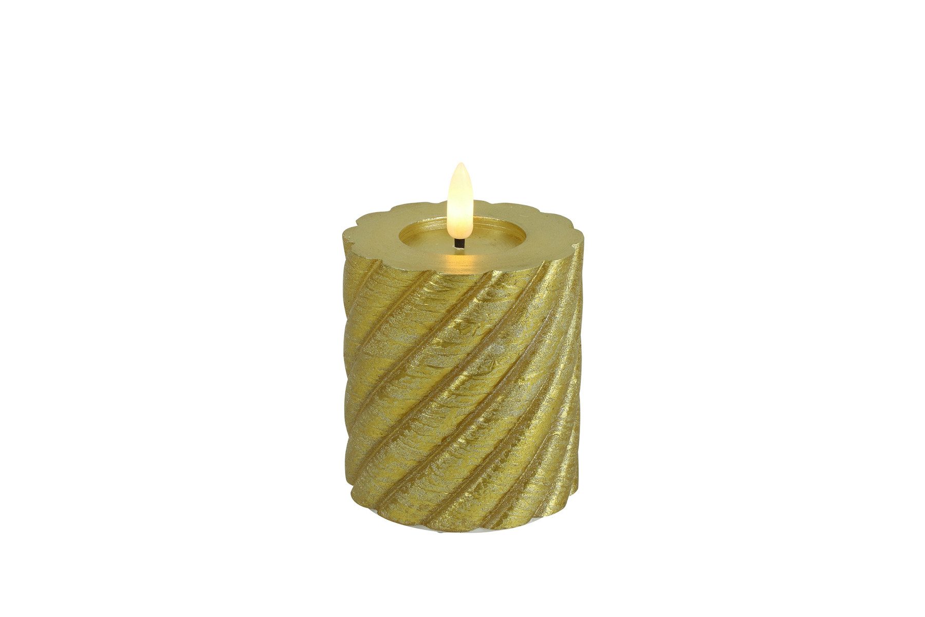 Duftkerze Stumpenkerze Rustikal LED Twirly S gold 8cm