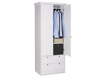 möbelando Kleiderschrank Landsted Schlichter Kleiderschrank mit 2 Rahmentüren, 2 Rahmenschubkästen, 1 Einlegeboden und 1 Kleiderstange. Breite 80 cm, Höhe 200 cm, Tiefe 51 cm